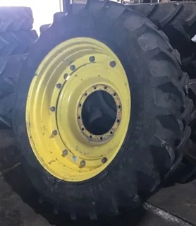 Used 380/80R38 142B Firestone Radial All Traction DT TL R-1W 40-45% on 12 X 38 12-16.732-14.640 Rim
