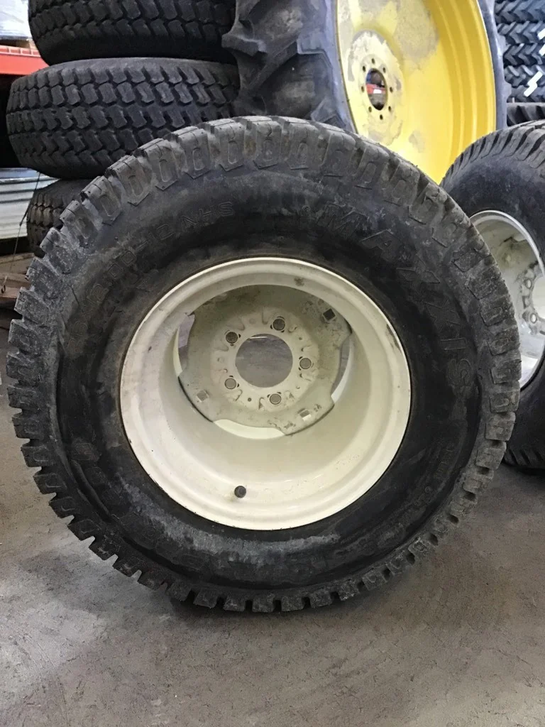 Used 26 X 12.00-12/4 Maxxis ProTech TL R-3 95-100% on 10.5 X 12 5-4.5-3.12 -6.5FS White Wheel
