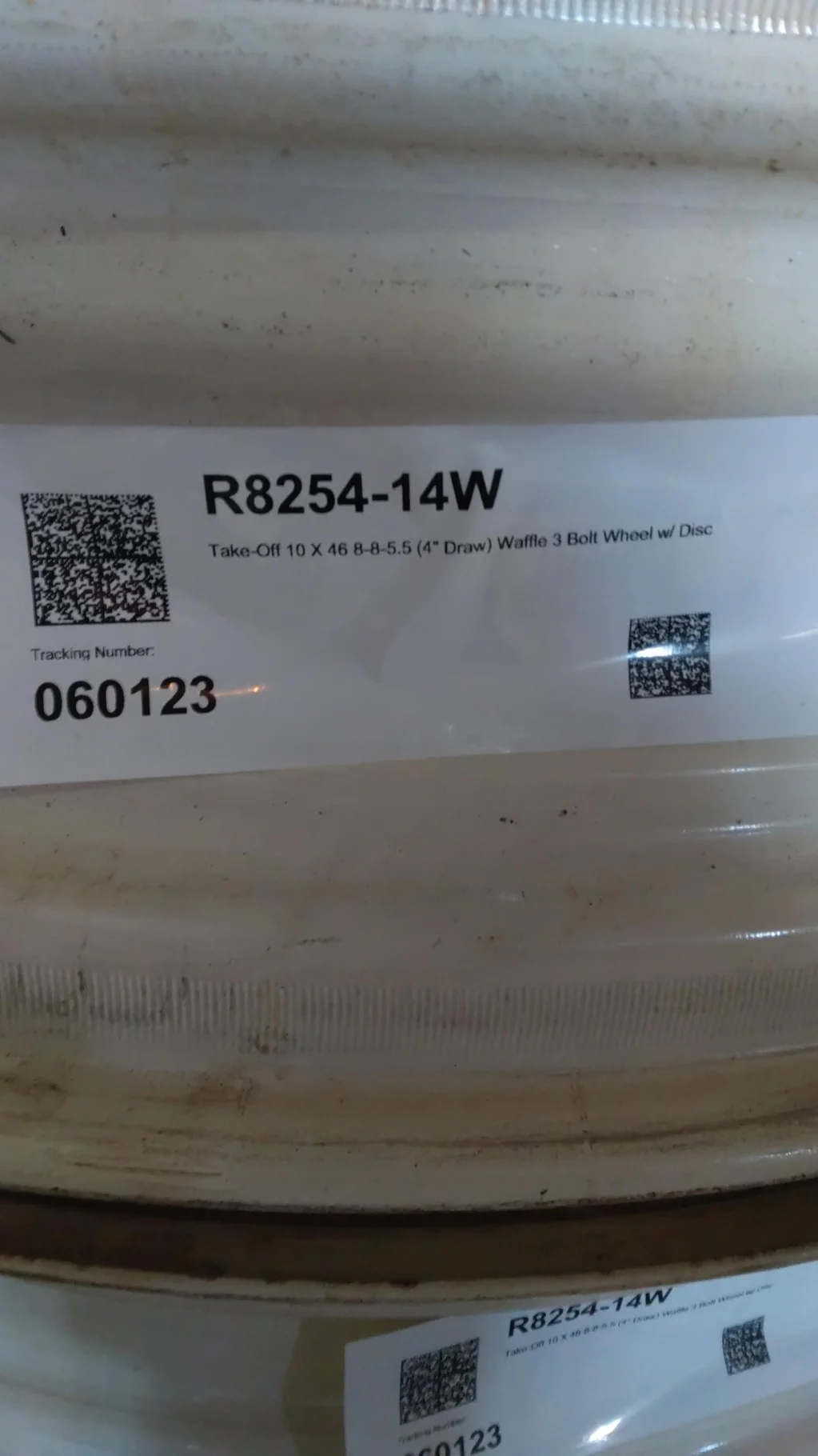 Take-Off 10 X 46 8-8-5.5 (4" Draw) Waffle 3 Bolt Wheel w/ Disc image 3