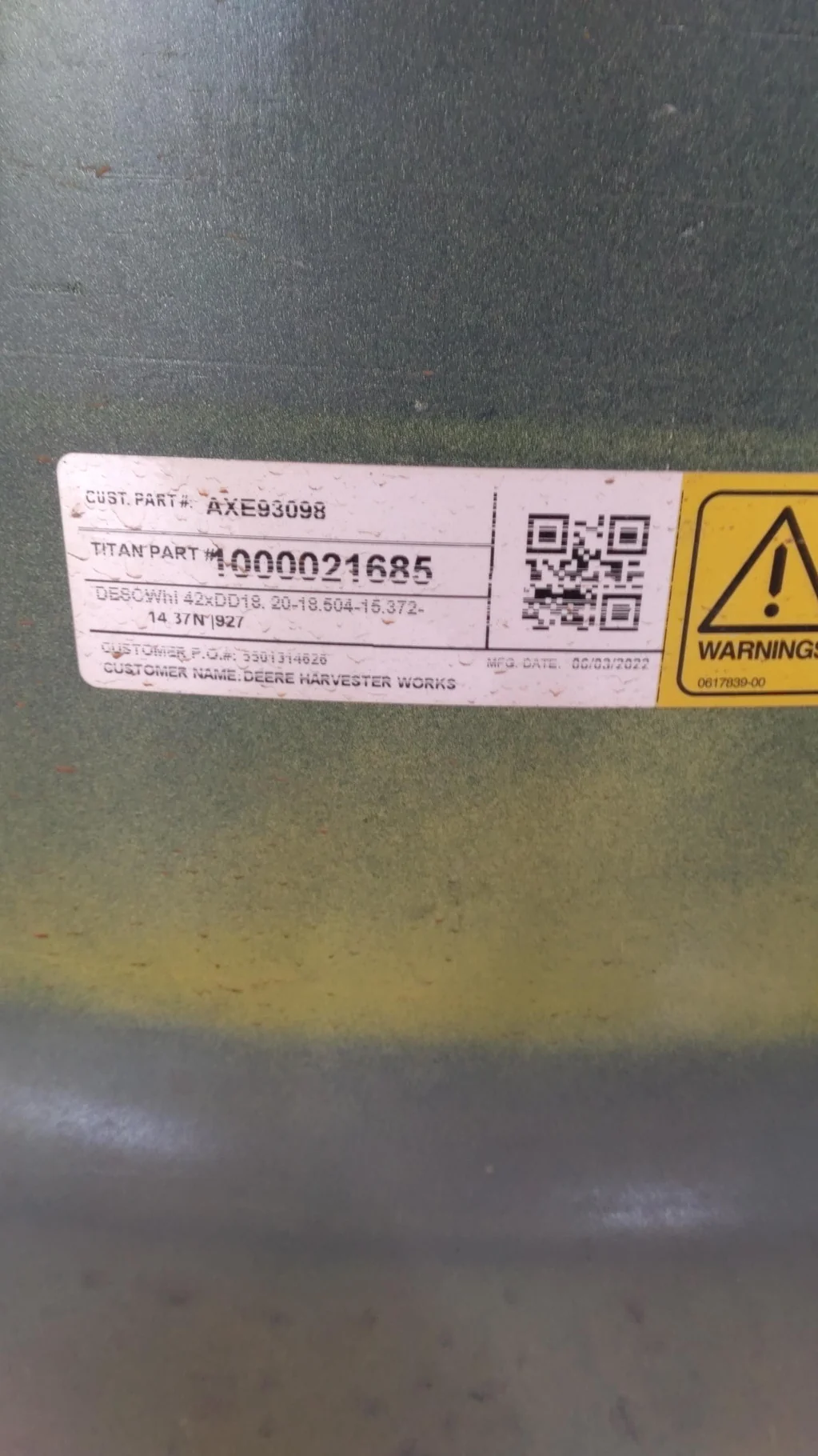 Take-Off 18 X 42 20-18.504-15.372 Yellow Wheel W/SPACER image 2