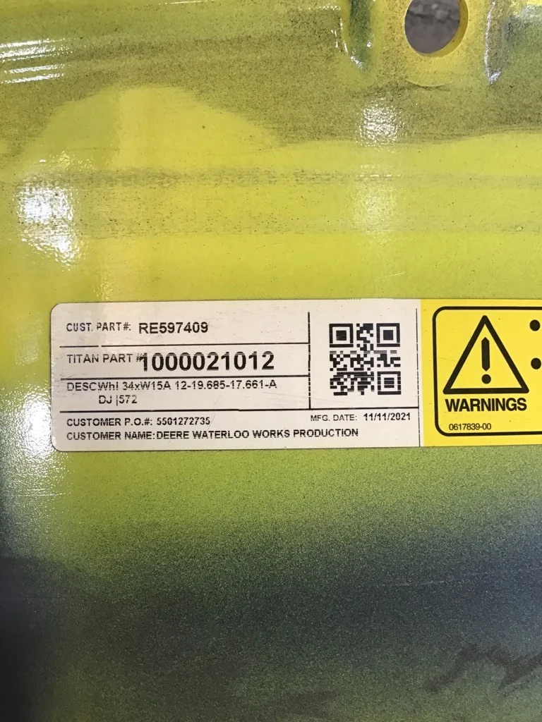 15 X 34 12-19.685-17.651 Waffle (4" Draw) 3 Bolt Yellow Wheel w/ Disc (Assembly) image 2