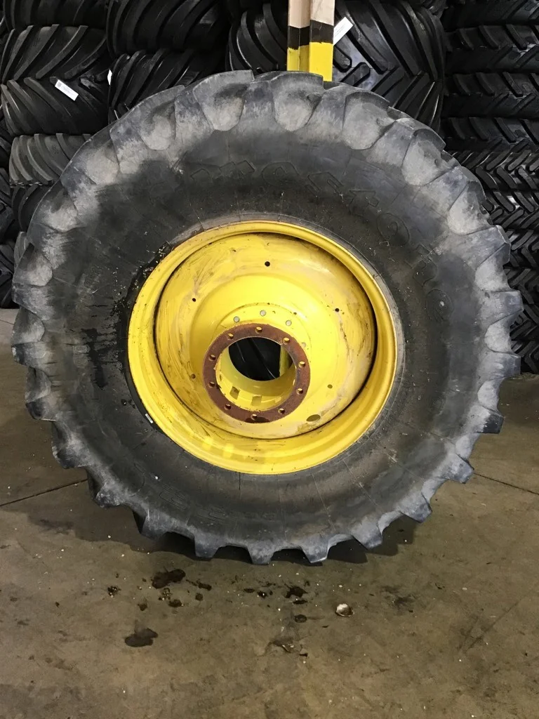 Used 800/70R38 173A8 Firestone Radial Deep Tread 23 TL R-1W 80-85% on 27 X 38 10-13.19-11.07 Dual Ye