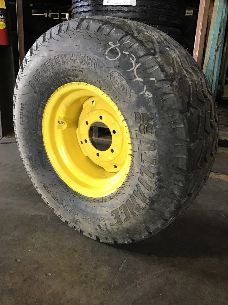Take-Off VF320/70R15 145D Alliance 381 Agriflex TL I-2 95-100% on 10 x 15 6-6-4.62 Implement Yellow