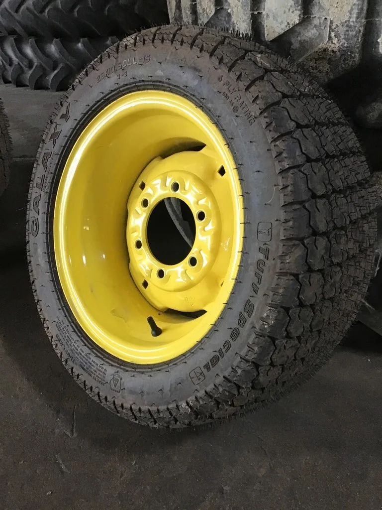 Take-Off 25X10.50LL-15/6 Galaxy Turf Special TL R-3 95-100% on 8 X 15 6-6-4.62 Imp Yellow Wheel