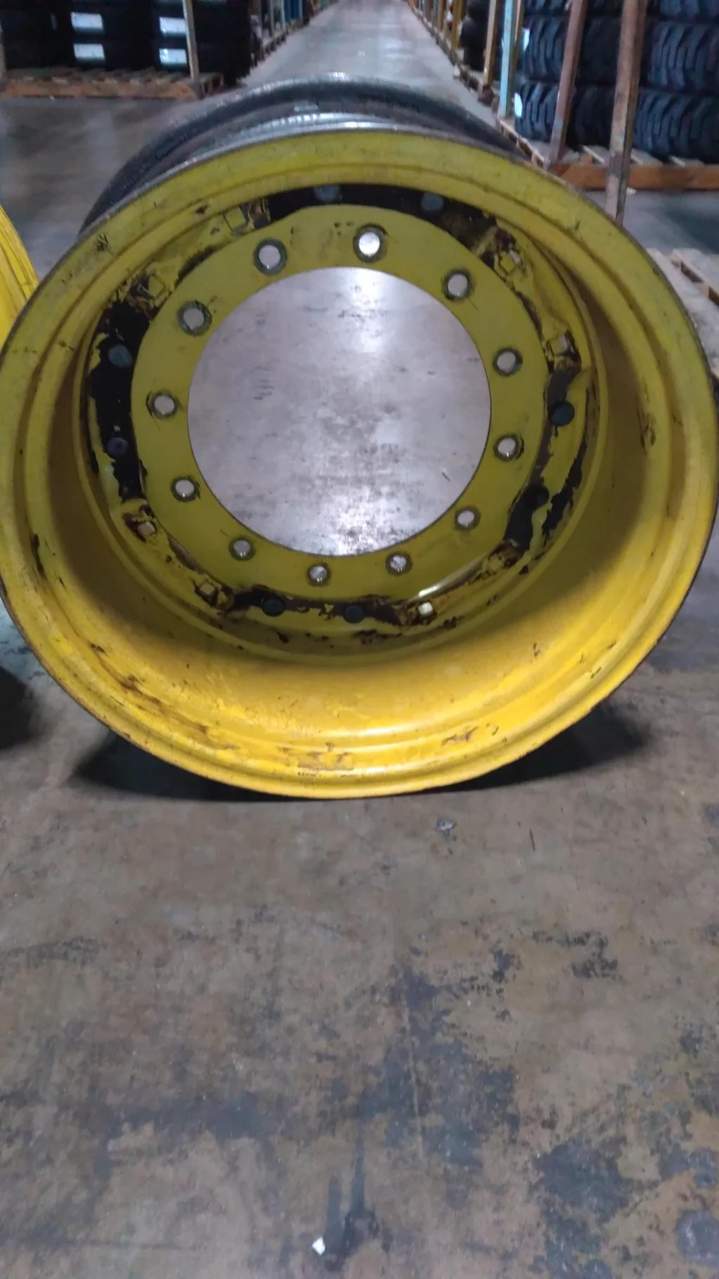 Used 16 X 26 12-16.732-14.620 Waffle 2 Bolt Yellow Wheel w/ Disc image 4