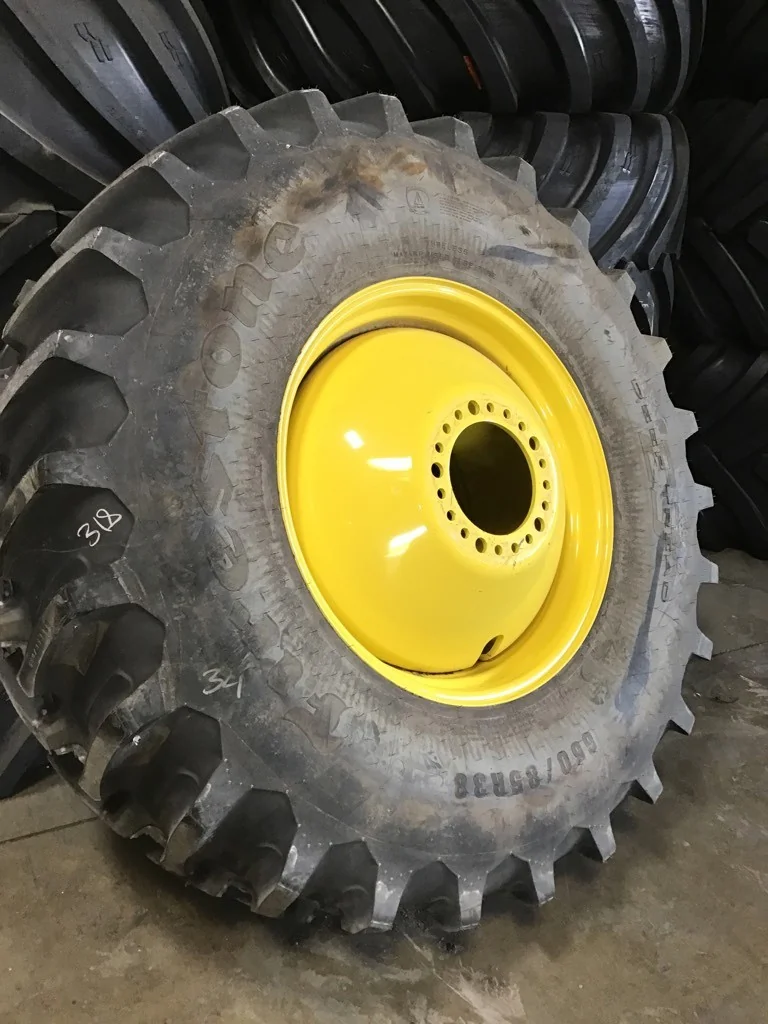 Take-Off 650/85R38 173B Firestone Deep Tread 23 TL R-1W 95-100% on 23 X 38 20-13.19-11.07 Dolly Dual
