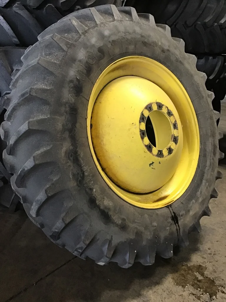 Used 520/85R42 157B Firestone RAT 23 TL R-1 85-90% on 18 X 42 10-13.18-11.09-14.4 Yellow Dolly