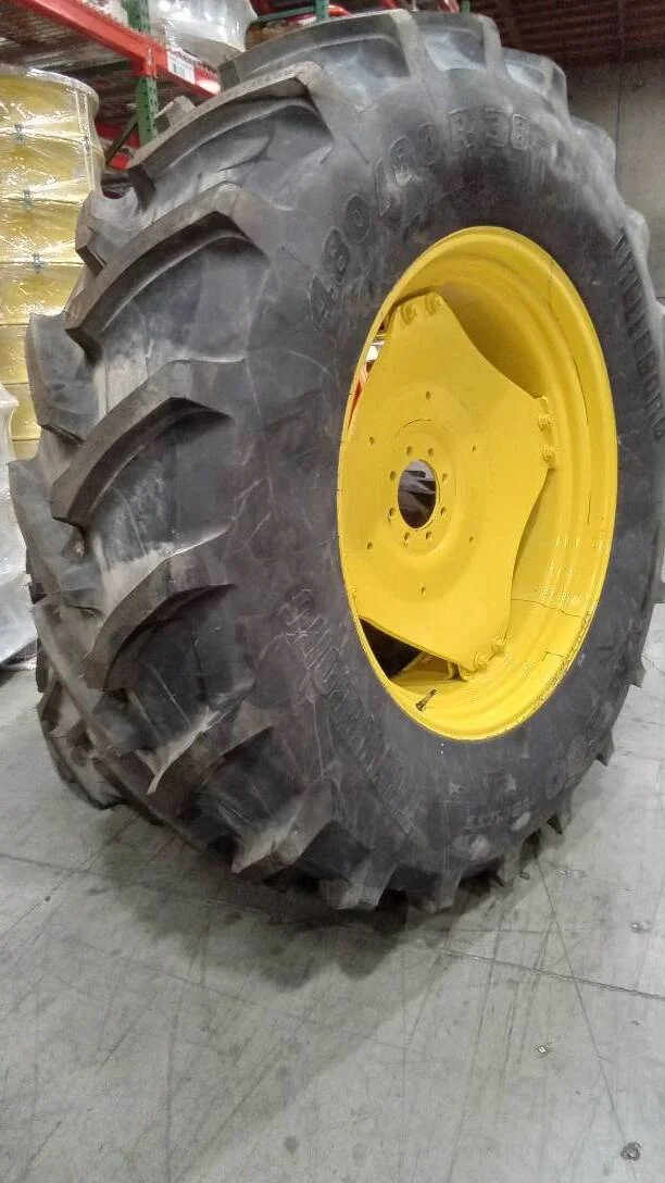 Take-Off 480/80R38 149B Trelleborg TM600 TL R-1W 95-100% on 15 X 38 8-8-6 4/2 Clamp Yellow Wheel w/