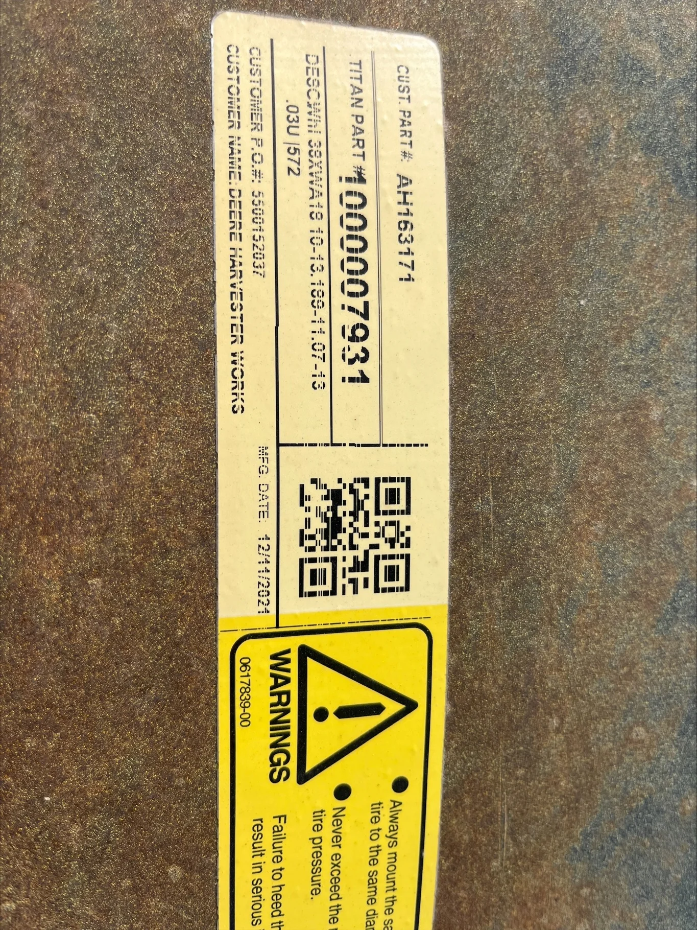 TAKE-OFF 18 X 38 10-13.187-11.07-12.4 (OUTSIDE) DOLLY DUAL YELLOW WHEEL image 3