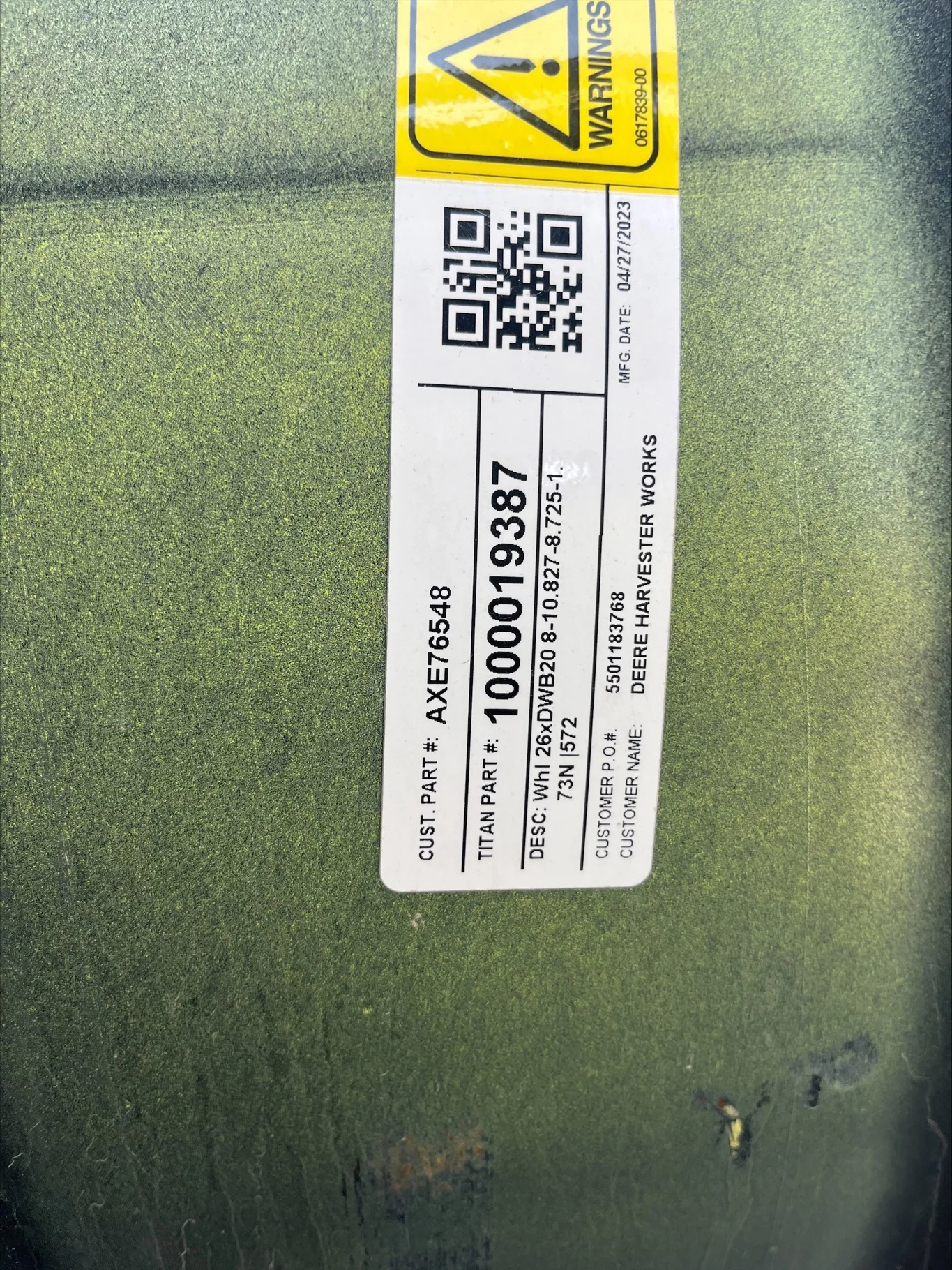 TAKE-OFF 20 X 26 8-10.827-8.725 -1.73IN YELLOW WHEEL