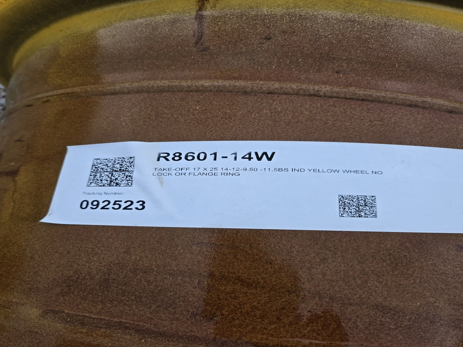 TAKE-OFF 17 X 25 14-12-9.50 -11.5BS IND YELLOW WHEEL