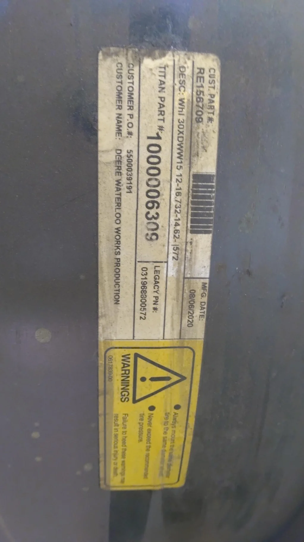 15 X 30 WAFFLE 24-23.25 YELLOW WHEEL 051629700572 image 4