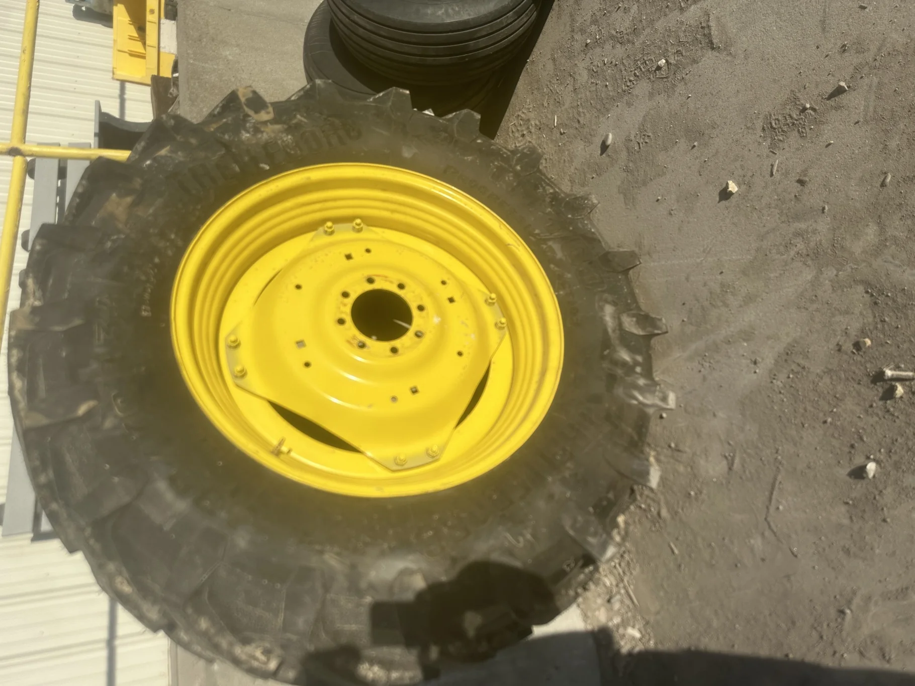TAKE OFF 480/70R34 Trelleborg TM700 R-1W (143A8/B) TL on a 15 X 34 JD Yellow Waffle Wheel (3 B