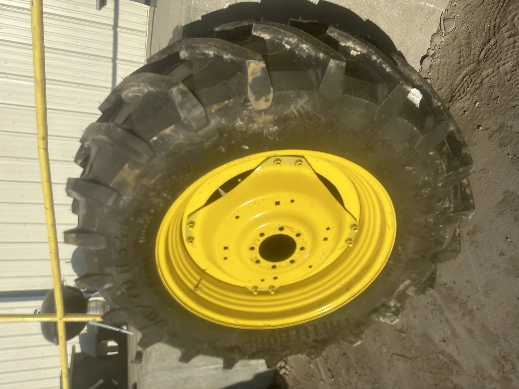TAKE OFF 480/70R34 Trelleborg TM700 R-1W (143A8/B) TL on a 15 X 34 JD Yellow Waffle Wheel (3 B image 2
