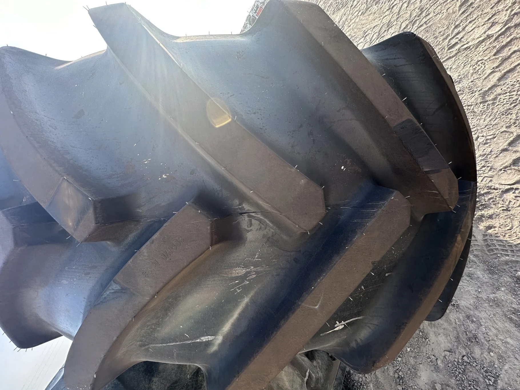 Take Off 800/70R38 Mitas SFT (173D/176A8) TL on a 27 X 38 JD Yellow Stub Disc 12 Hole JD"55" W image 3
