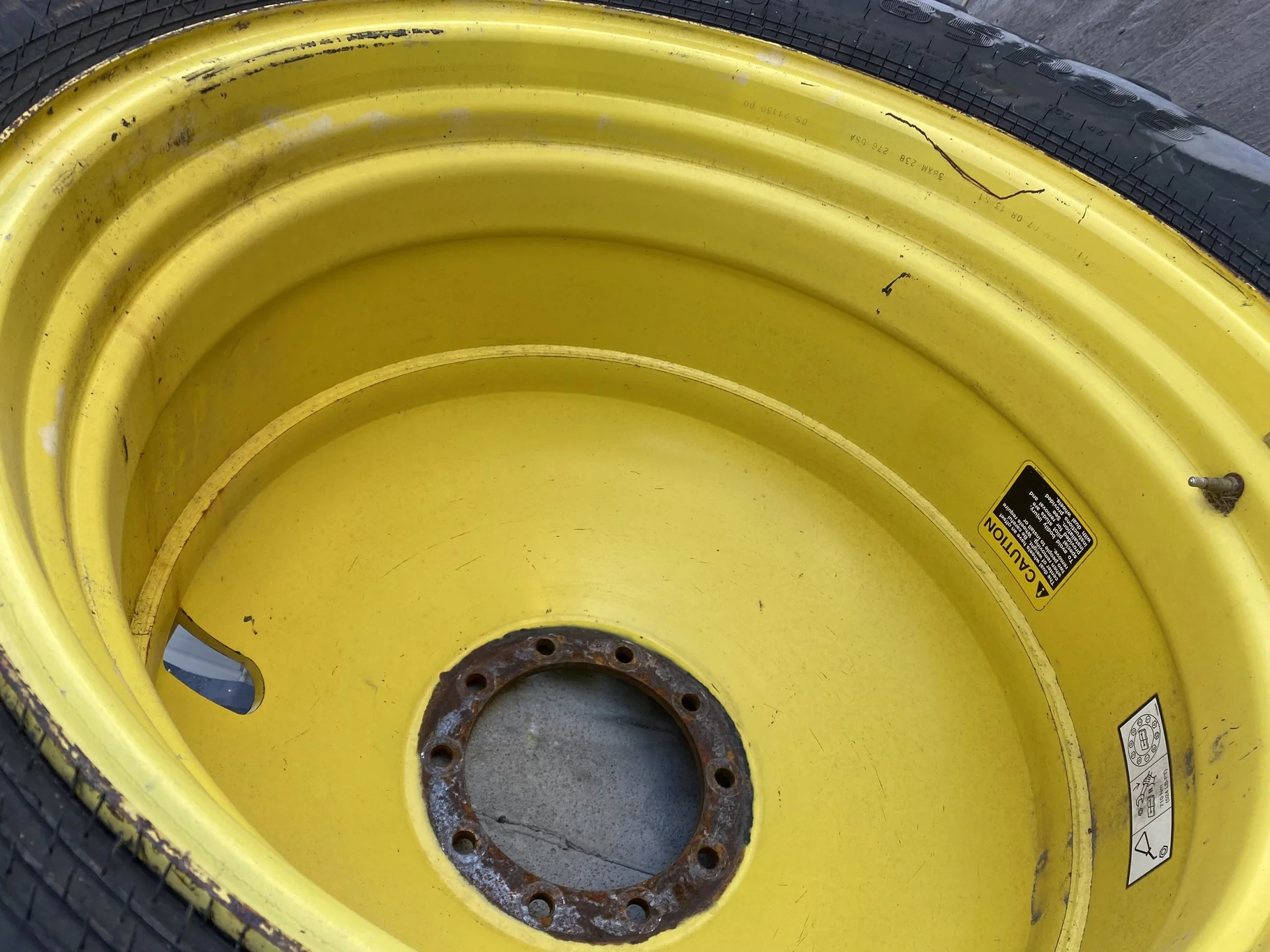 Used 650/85R38 173D Goodyear Optitrac R-1W TL 90% On 23 x 38 10 Bolt Dolly Dual Wheel Yellow image 3
