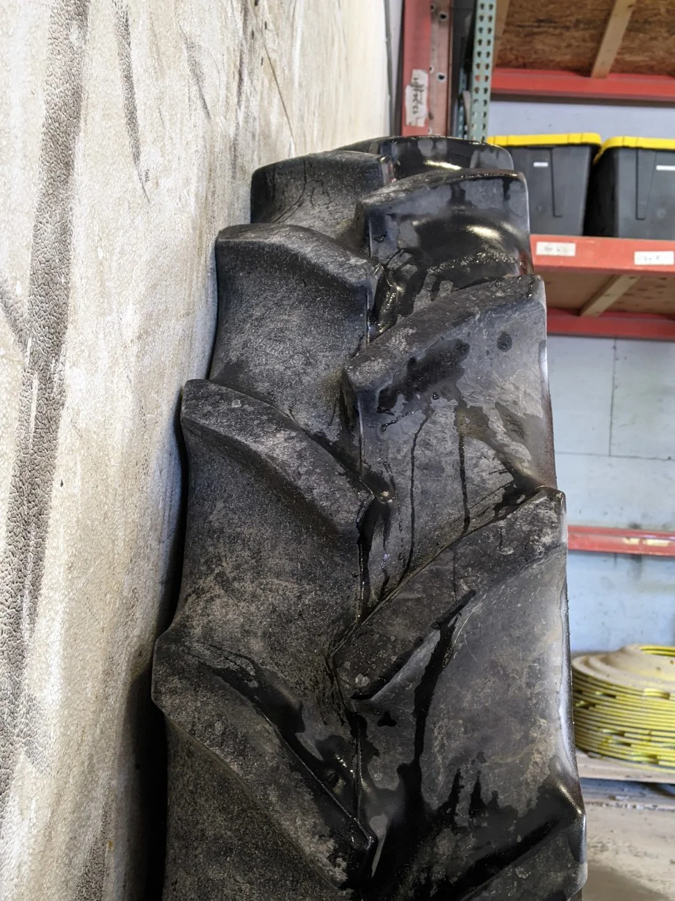 Used 85% 320/85R38 Goodyear Super Traction Radial R-1W (143A8) TL on a 10x38 John Deere Yellow (3) B image 3