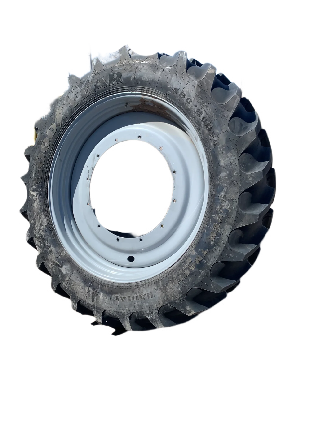 Used 480/80R50 159D Goodyear Super Traction R-1W TL 90-95% On 15 X 50 12 Bolt Stub Disc Wheel