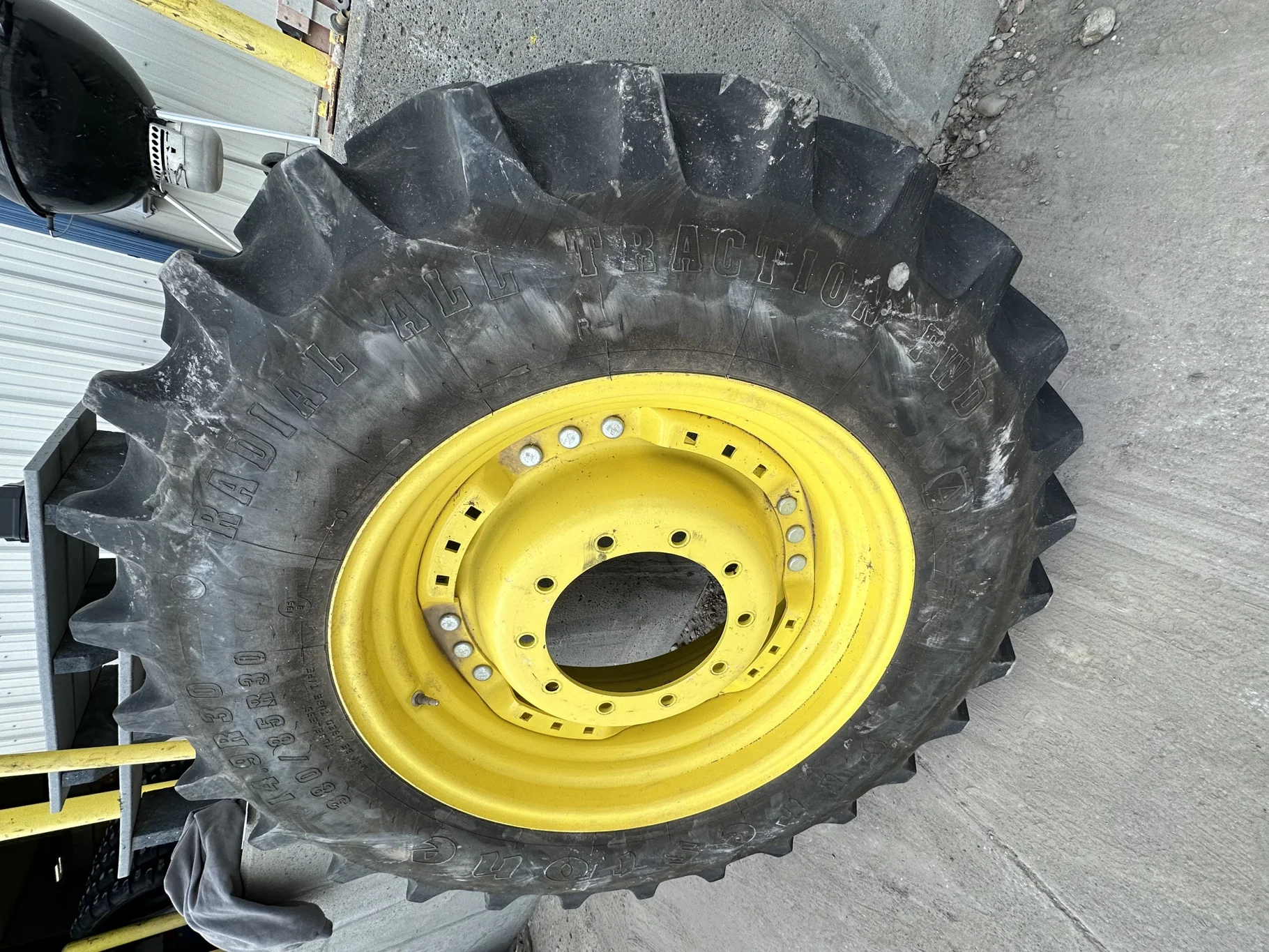 Used 55% 380/85R30 Firestone Radial All Traction FWD R-1 (135B) TL On A 30 x 13 
3 Bolt Waffle Wh