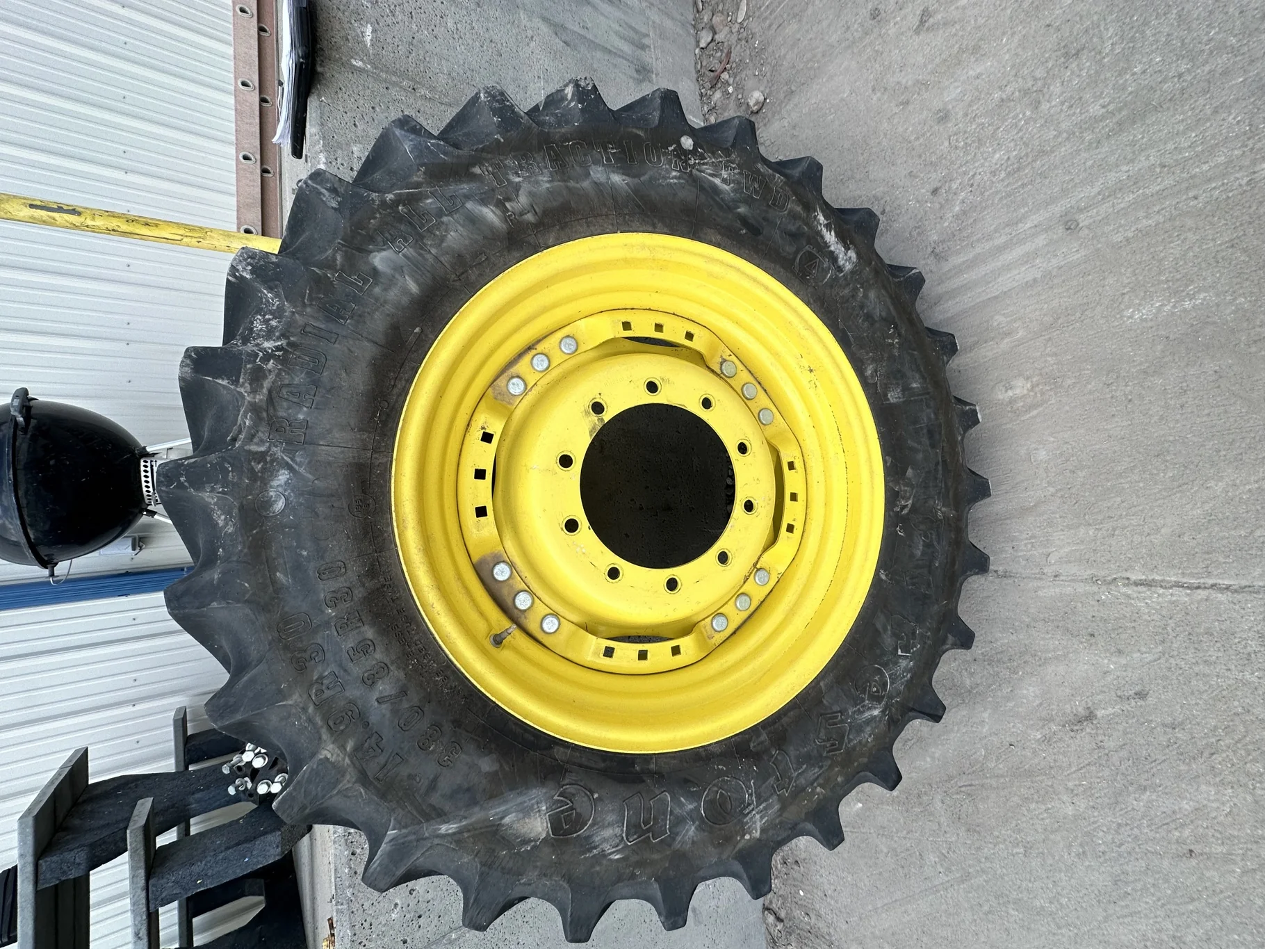 Used 55% 380/85R30 Firestone Radial All Traction FWD R-1 (135B) TL On A 30 x 13 
3 Bolt Waffle Wh image 2