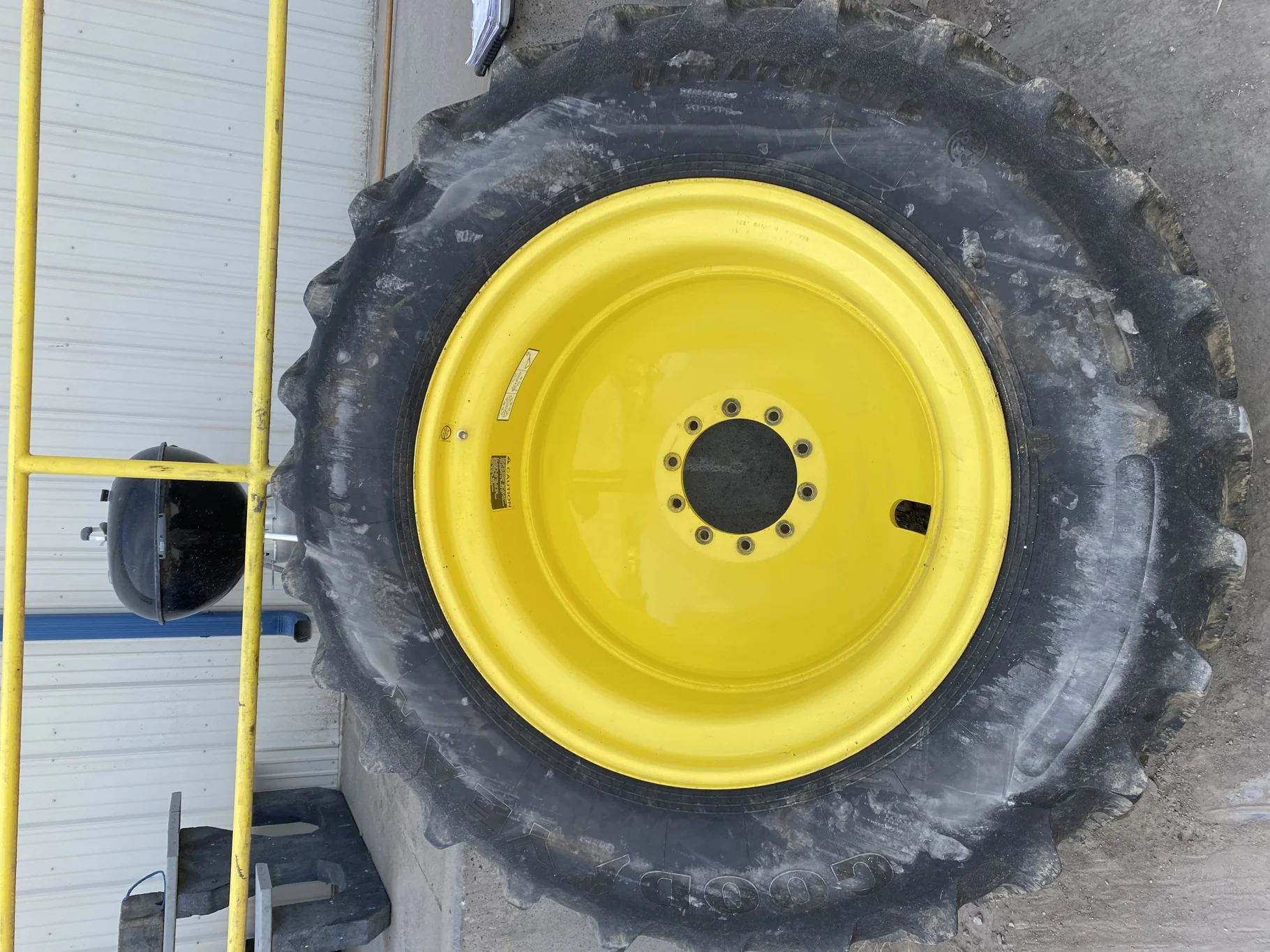 Used 520/85R42 157B Goodyear Ultra Torque Radial R-1W TL 85-90% On 18 x 42 10 Bolt Wheel JD Yellow