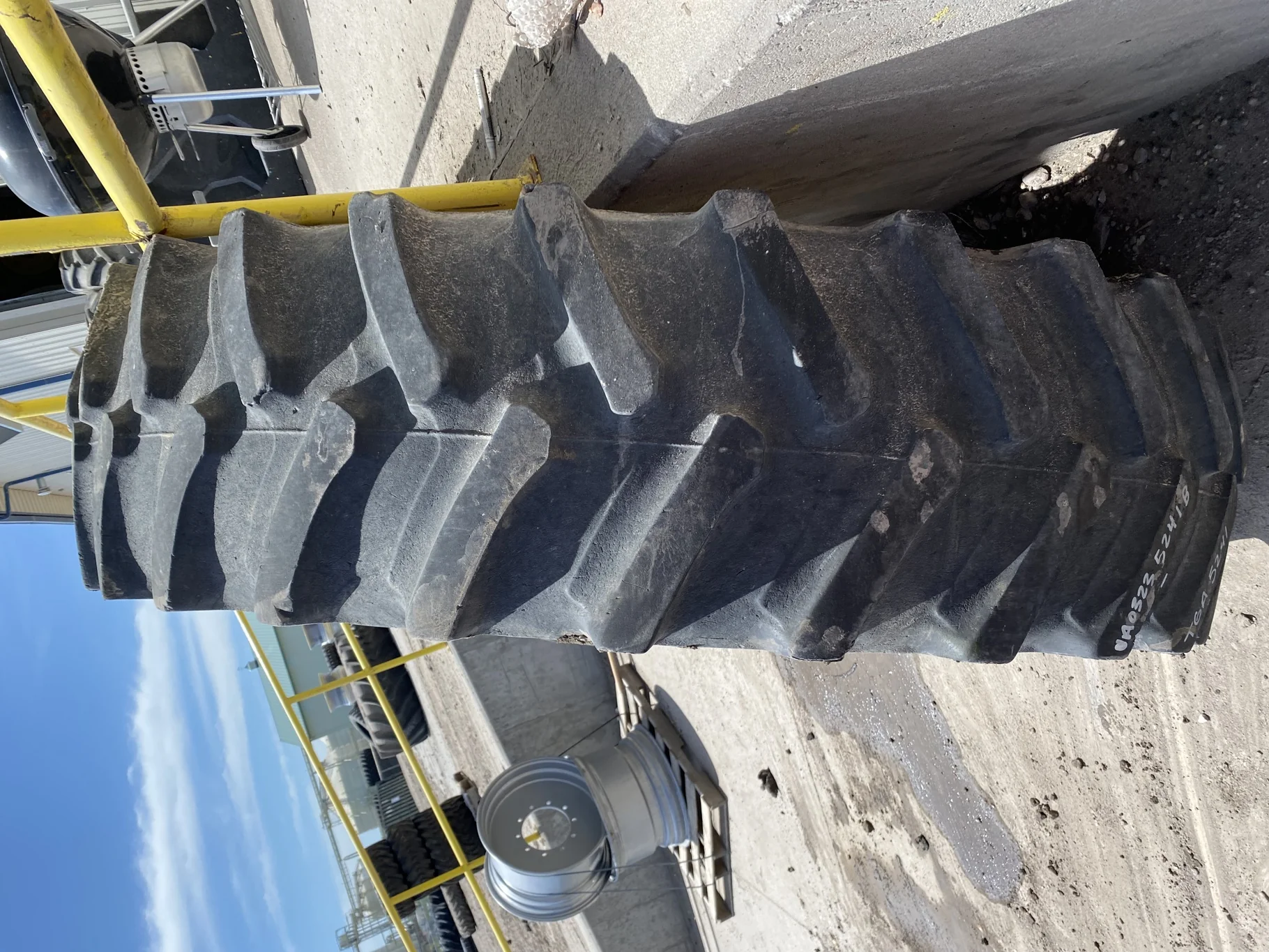 Used 45% 480/80R50 Firestone Radial Deep Tread 23 R-1W (159B) TL on 15 x 50 John Deere Yellow 10 Bo image 7