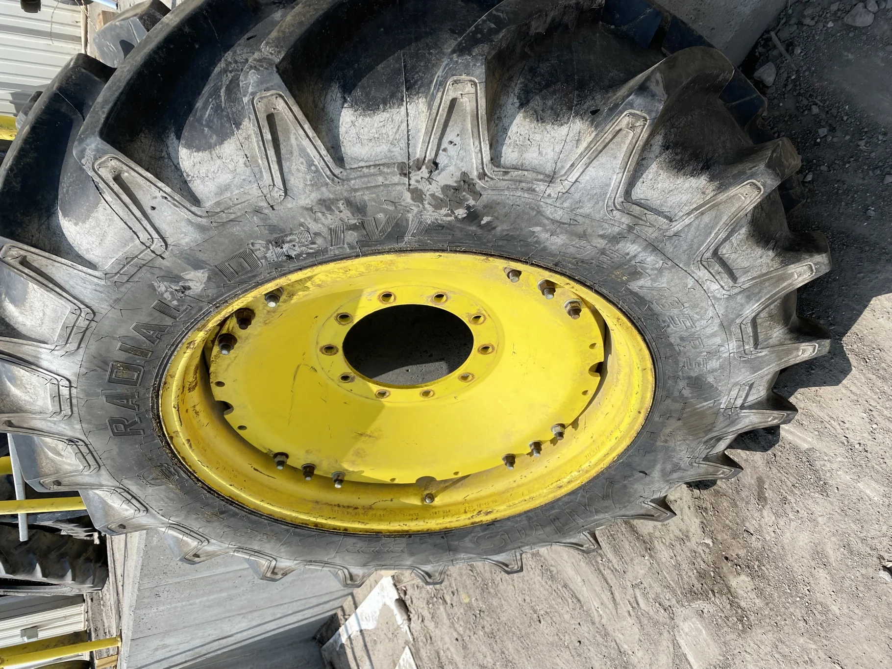 Used 60% 420/85R34 Mitas Radial Drive RD1 (142A8) on 13 x 34 Waffle Wheel and 10 Bolt Waffle Center