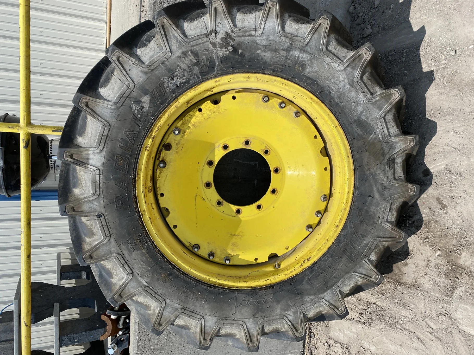 Used 60% 420/85R34 Mitas Radial Drive RD1 (142A8) on 13 x 34 Waffle Wheel and 10 Bolt Waffle Center image 2