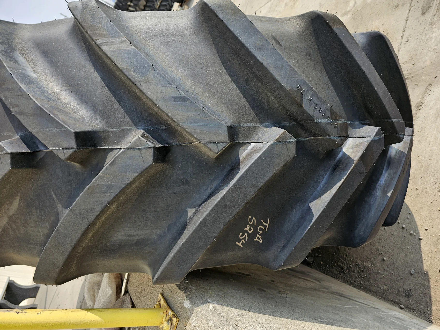 USED 98% 650/85R38 Mitas SFT (173D/176A8) TL on a 23 X 38 JD Yellow 10 Bolt (.937) 1/2" Formed image 3