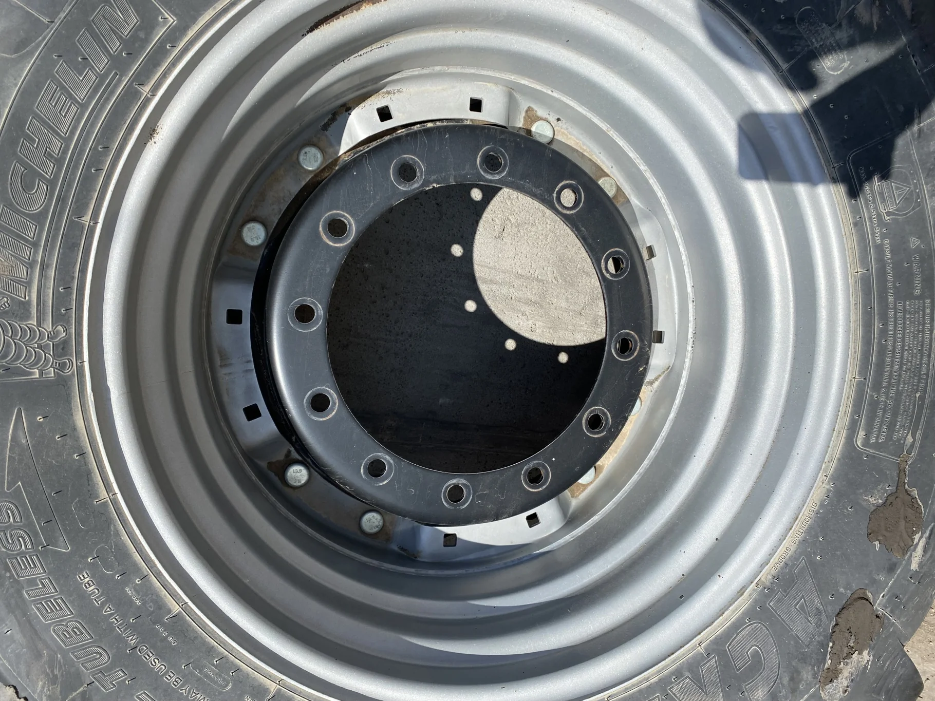 Take Off 420/90R30 Michelin AgriBib R-1W 147A8/147B TL on a 15 X 30 CIH Silver Waffle Wheel (2 Bolt) image 6