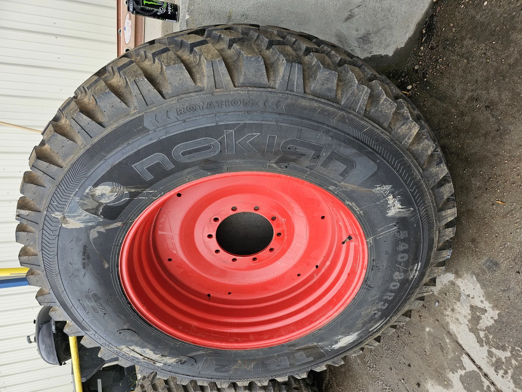 Used 90% 540/80R38 Nokian TRI 2 80 Series (172A8) TL on 18 X 38 10-13.19-11.07 Fendt Red