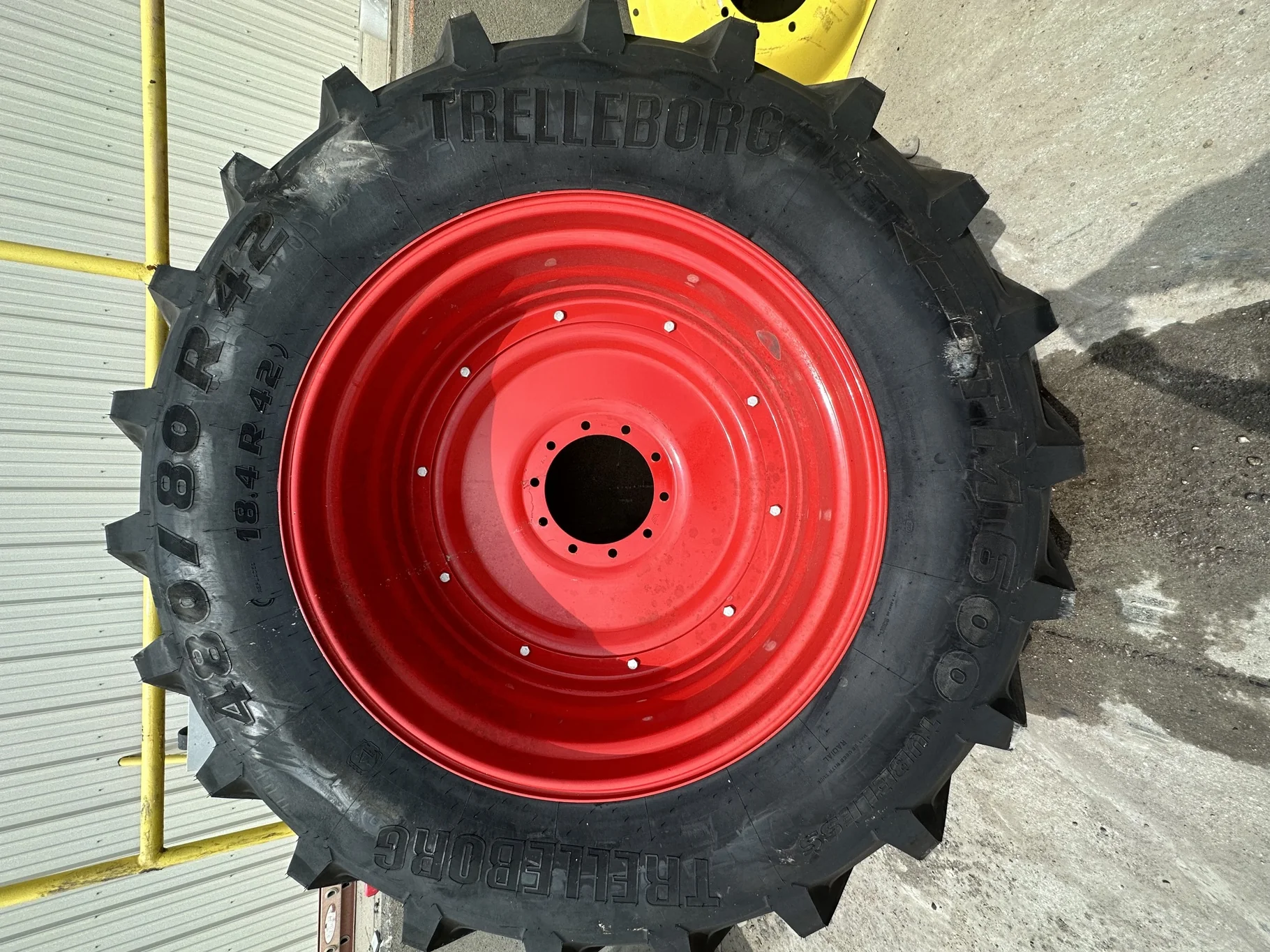 Take-Off 480/80R42 Trelleborg TM600 151A8 TL R-1W on 16 x 42 Fendt Red 10 Bolt (.937) Dual Wheel W/D image 2