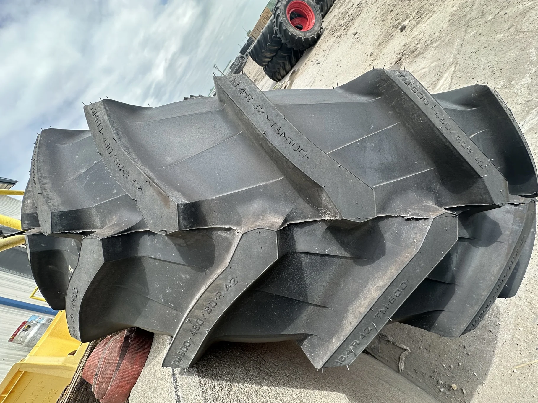 Take-Off 480/80R42 Trelleborg TM600 151A8 TL R-1W on 16 x 42 Fendt Red 10 Bolt (.937) Dual Wheel W/D image 4