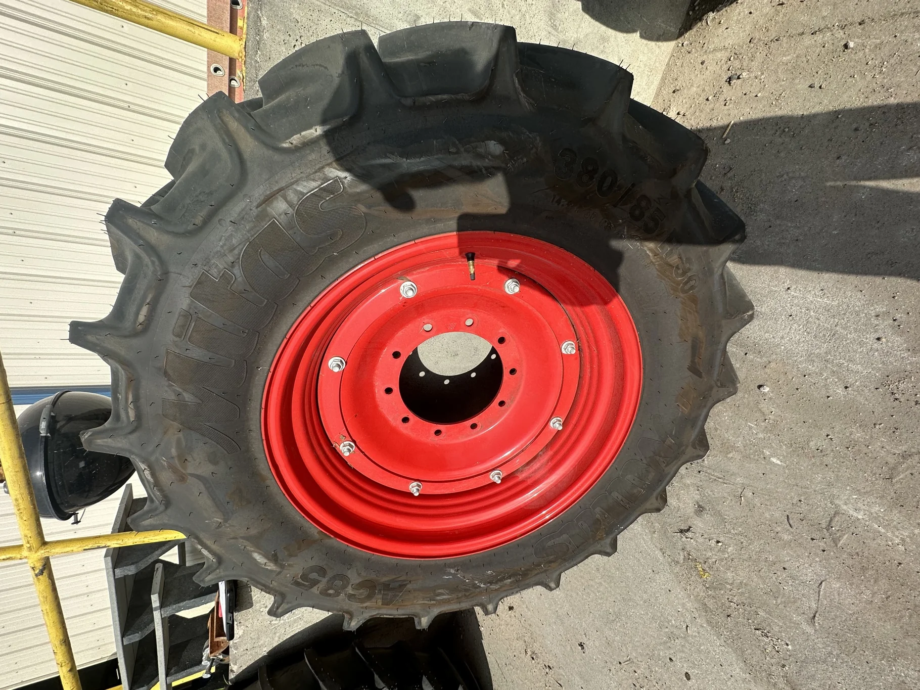Take Off 380/85R30 (14.9R30) Mitas AC85 135A8/135B TL on a 13 X 30 Fendt Red Waffle Wheel (3 Bolt)