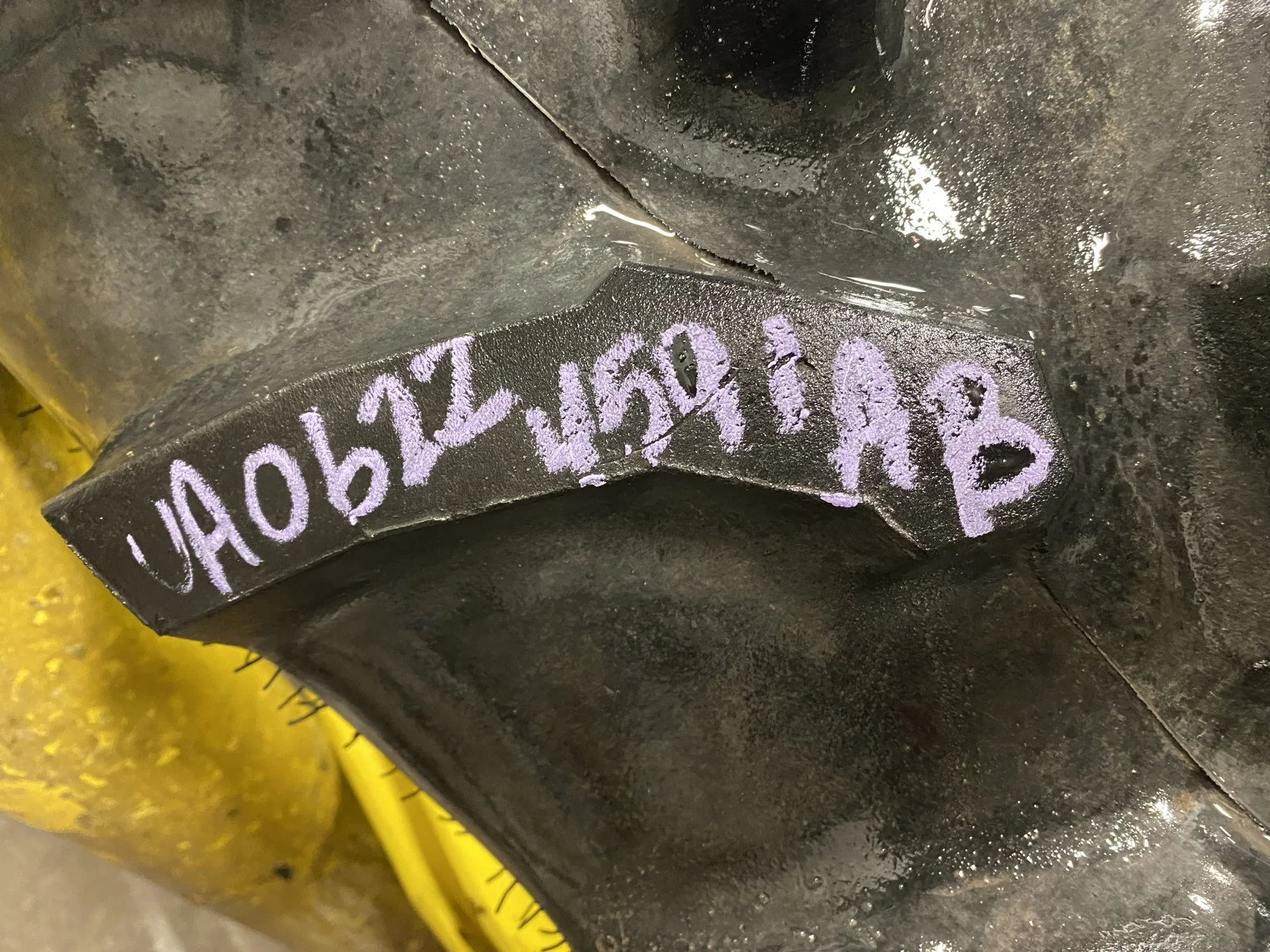 Used 85% 380/85R34 Goodyear Ultratorqe DT712 R-1 (137D) TL on a 13 x 34 JD Yellow Waffle Wheel image 4