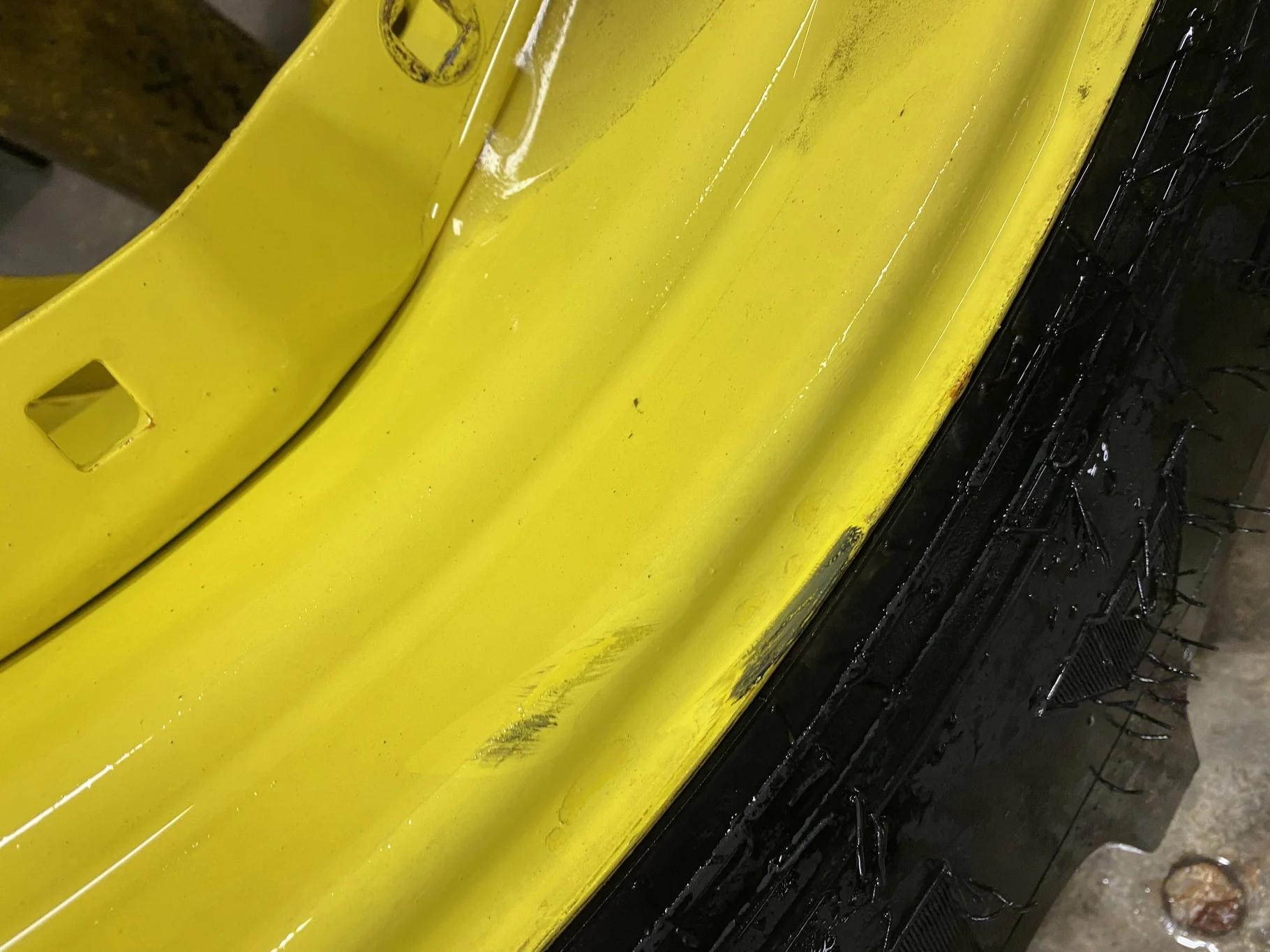 Used 85% 380/85R34 Goodyear Ultratorqe DT712 R-1 (137D) TL on a 13 x 34 JD Yellow Waffle Wheel image 5