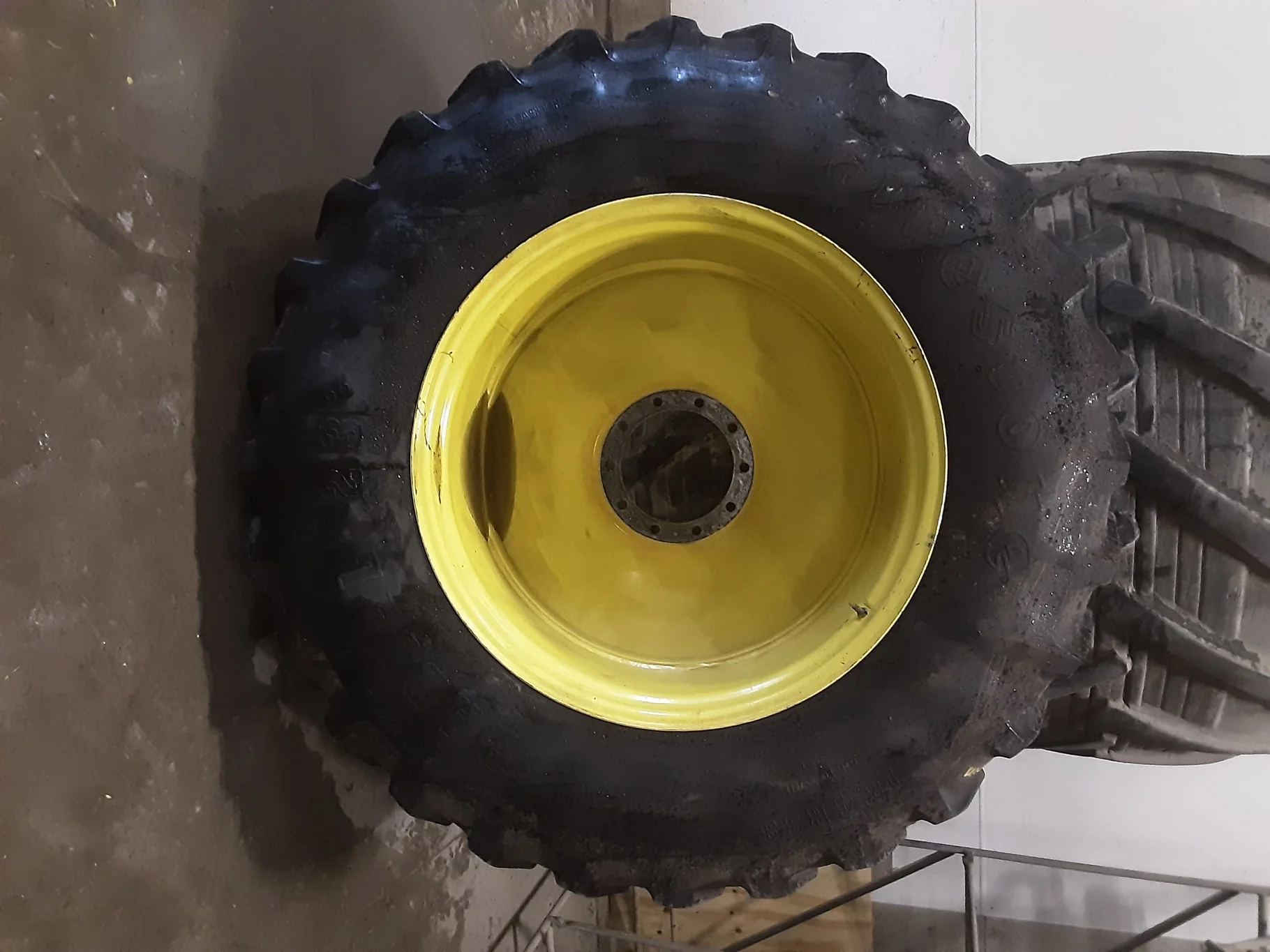 Used 70% 18.4R38 Firestone Radial 23 R-1 146A8 TL on 16 x 38 10 Bolt Dolly Dual