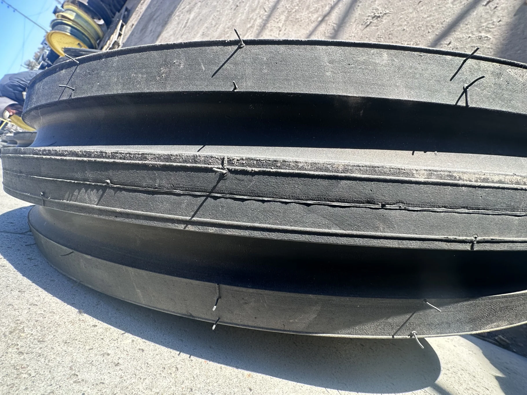 Take Off 7.50-20/8 Goodyear Super 3 Rib F-2 TL on a 5.5 x 20 8-8-6.0 JD Yellow Implement image 4