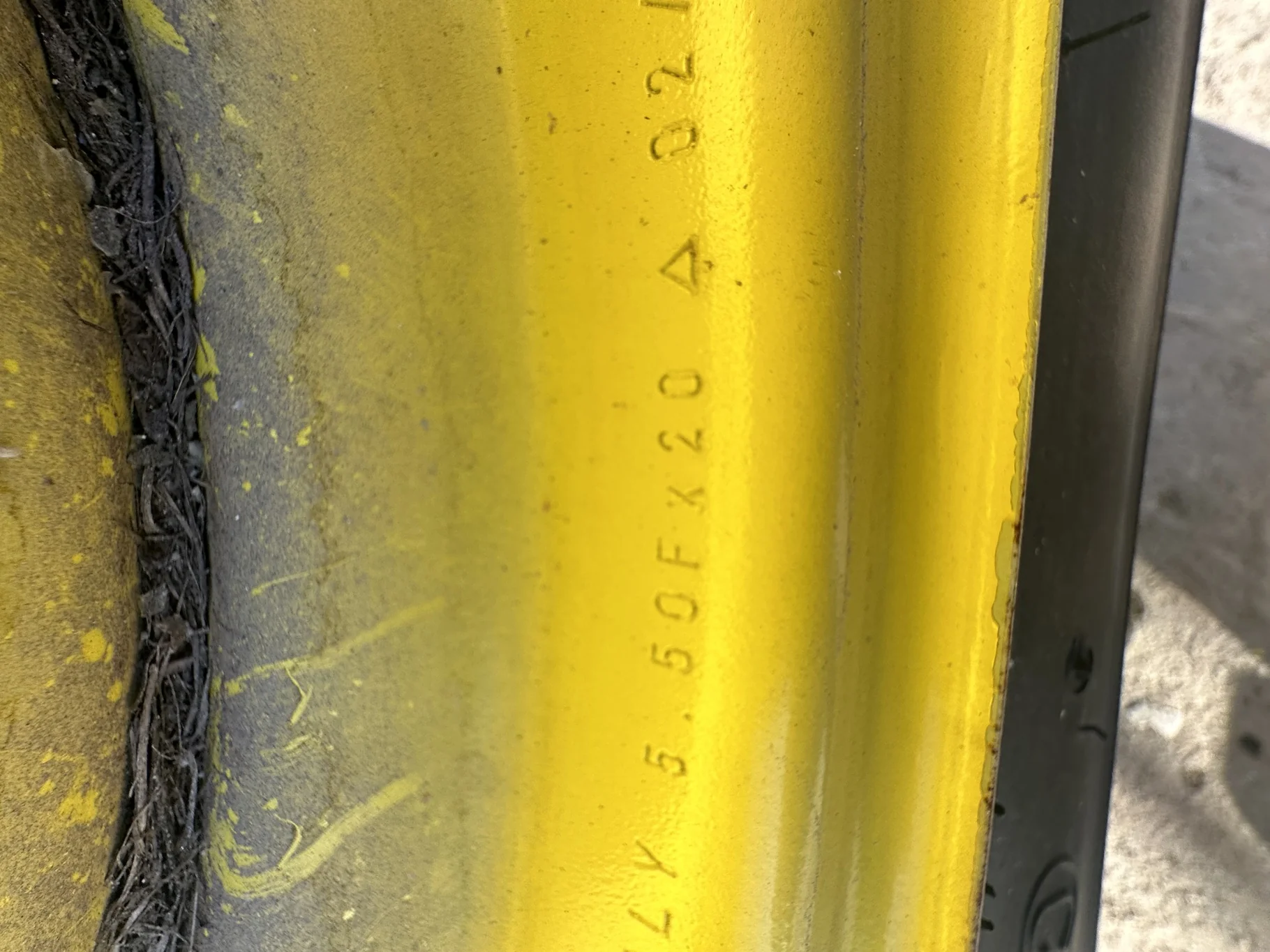 Take Off 7.50-20/8 Goodyear Super 3 Rib F-2 TL on a 5.5 x 20 8-8-6.0 JD Yellow Implement image 6
