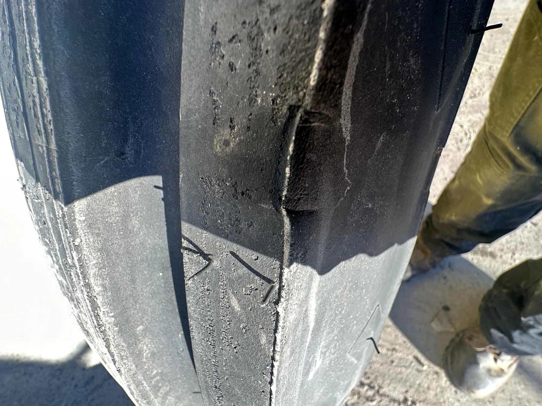Take Off 7.50-20/8 Goodyear Super 3 Rib F-2 TL on a 5.5 x 20 8-8-6.0 JD Yellow Implement image 8