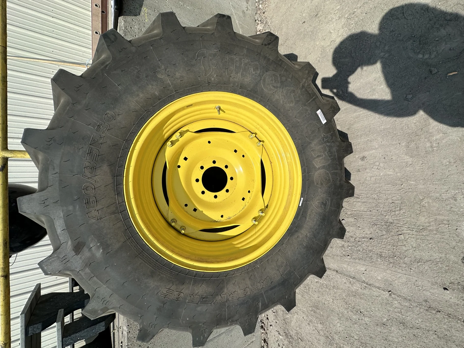 Used 85% 460/85R30 Firestone Performer EVO R-1W (145D) TL on a 15 x 30 JD GKN Style Wheel with 8-8-6 image 2
