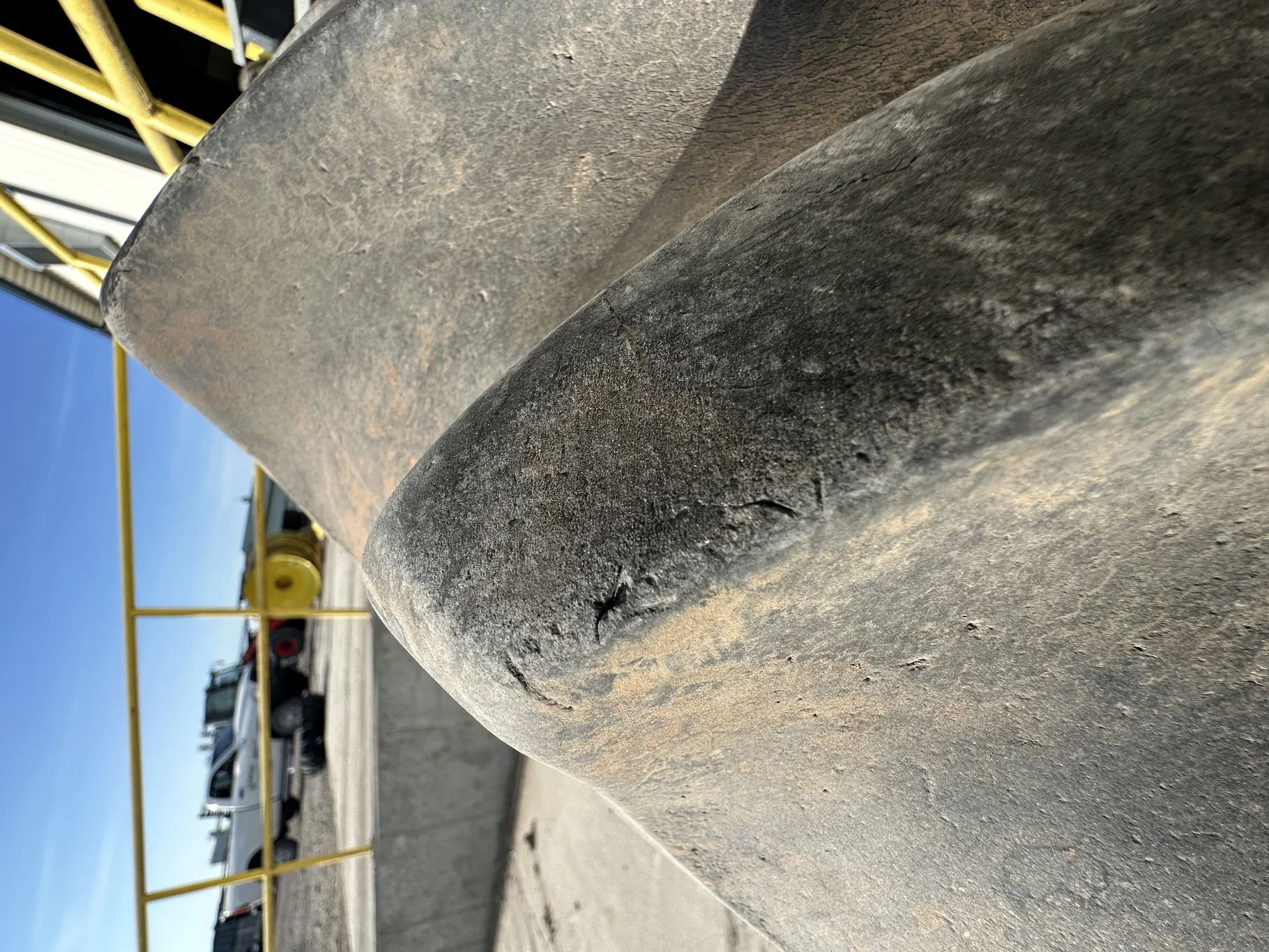 Used 50% 420/85R34 Firestone Radial All Traction Deep Tread R-1W (147B) TL on a 15 x 34 JD Yellow image 6