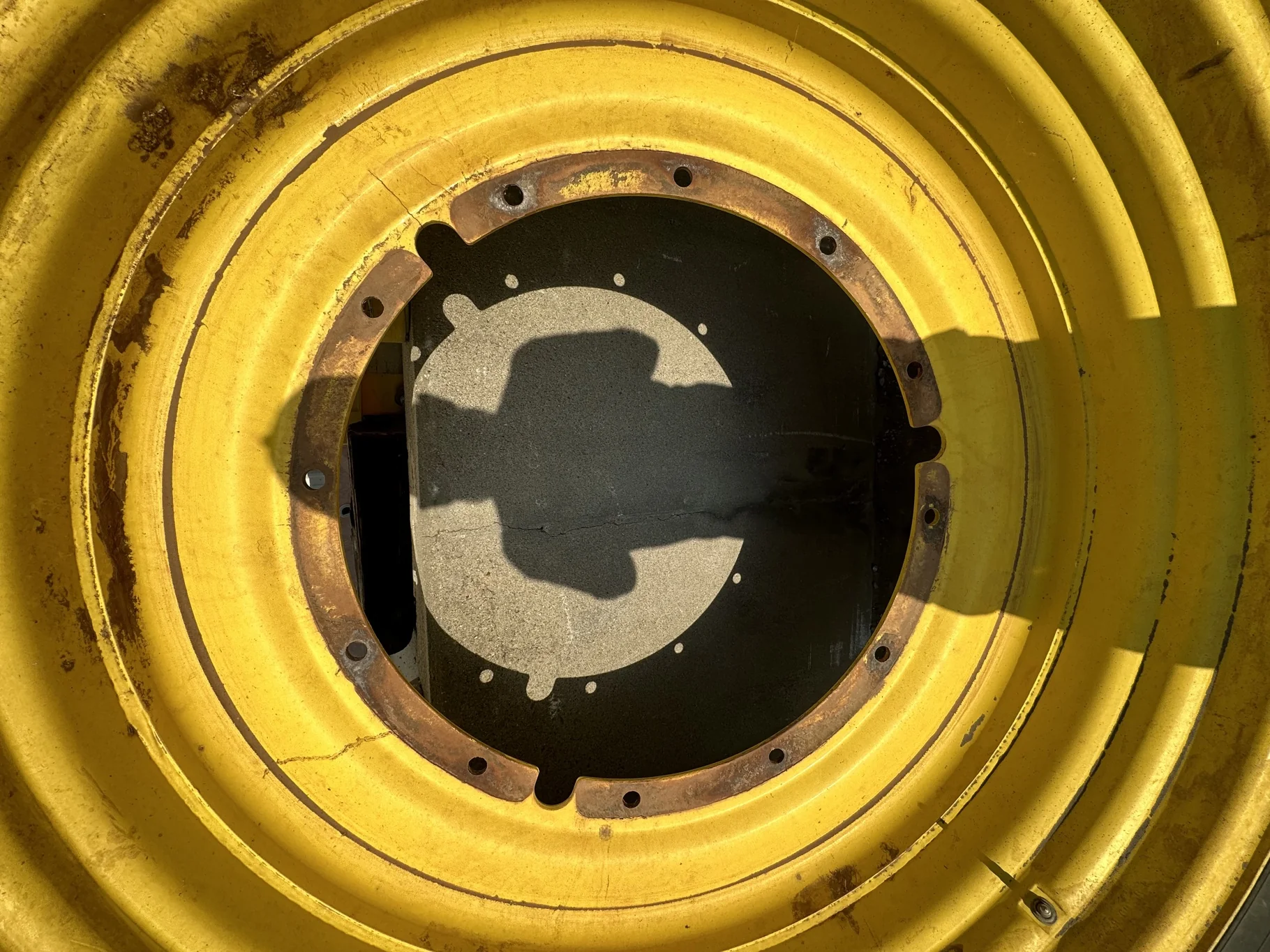 Used 75% 480/80R50 Firestone Radial Deep Tread 23 R-1W 159B TL on 15 x 50 John Deere Yellow 12 Bolt image 3