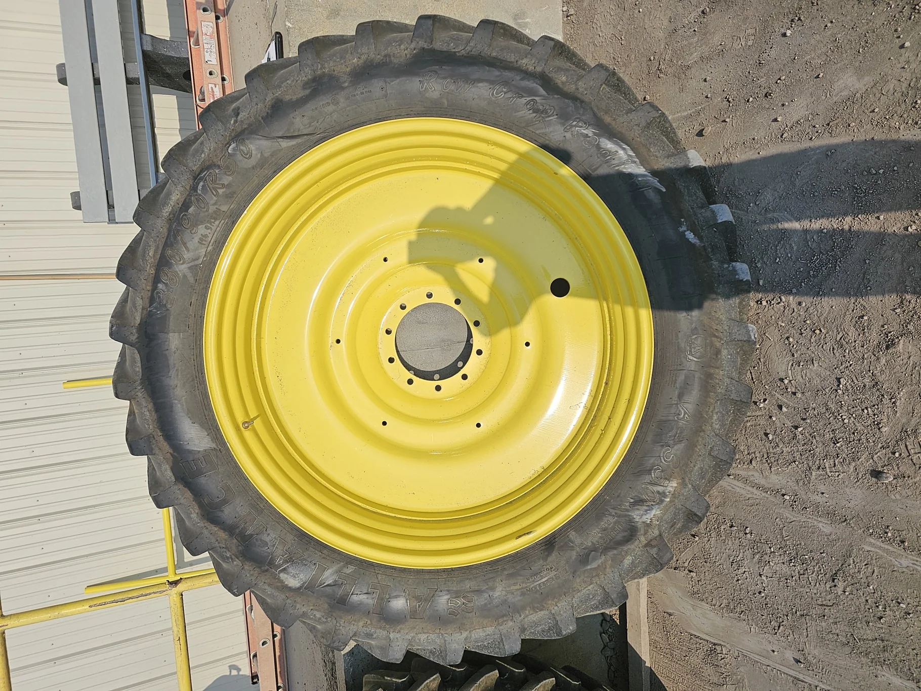 Used 80% 380/90R50 (14.9R0) Alliance Row Crop Radial R-1W 151D TL on a 12 x 50 John Deere Yellow image 2