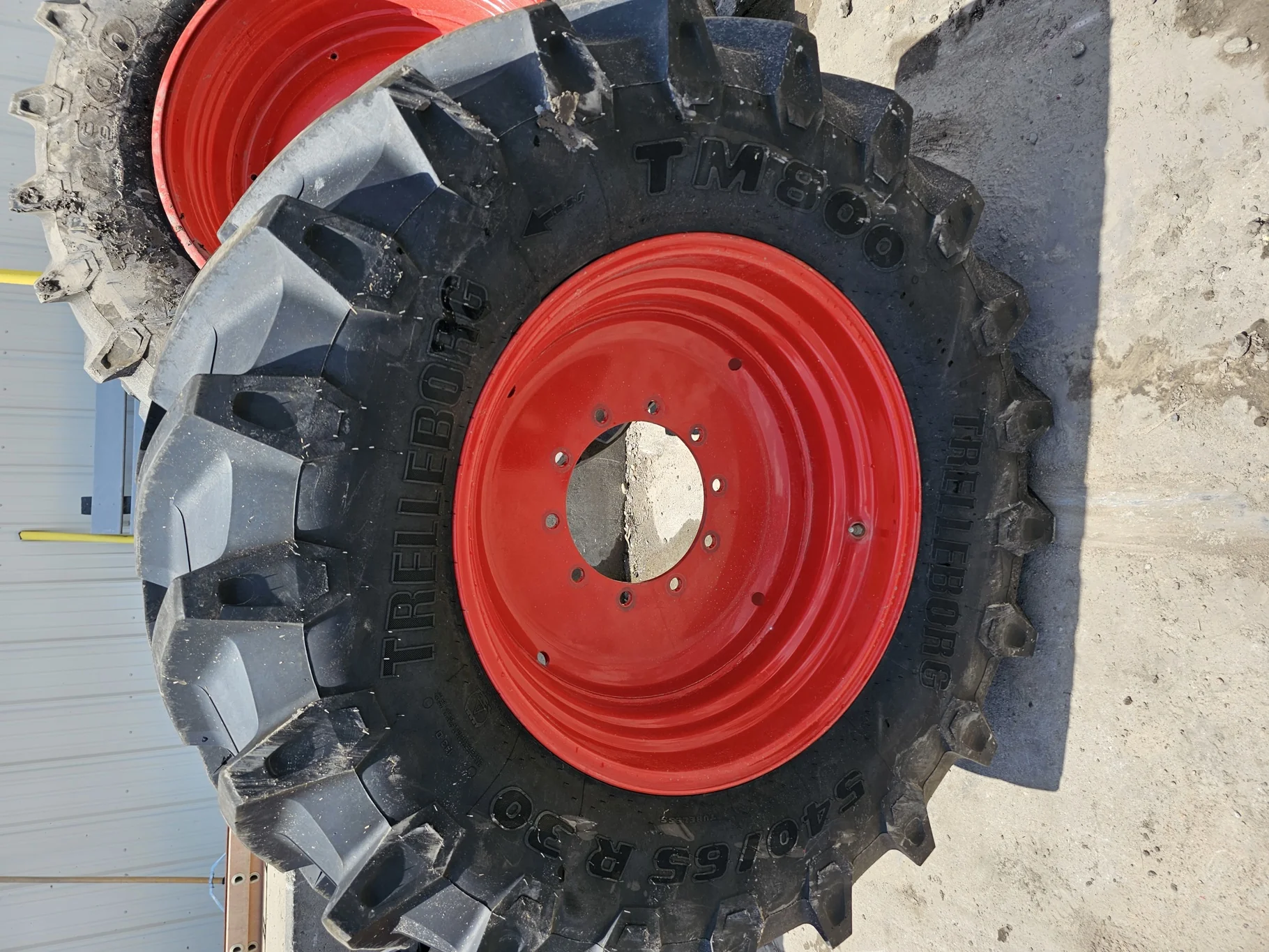 Used 90% 540/65R30 Trelleborg TM800 High Speed R-1W (150D) TL on a 16 x 30 Fendt Red  10 Bolt Formed image 2