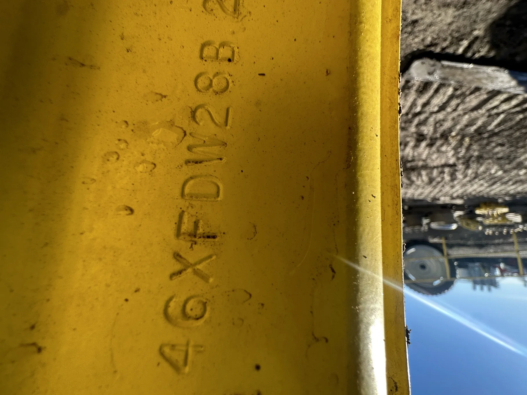 Used 80% LSW 1250/35R46 Goodyear Optitrac R-1W (195D) TL on a 44 x 46 JD Yellow 10 Bolt Combin image 8