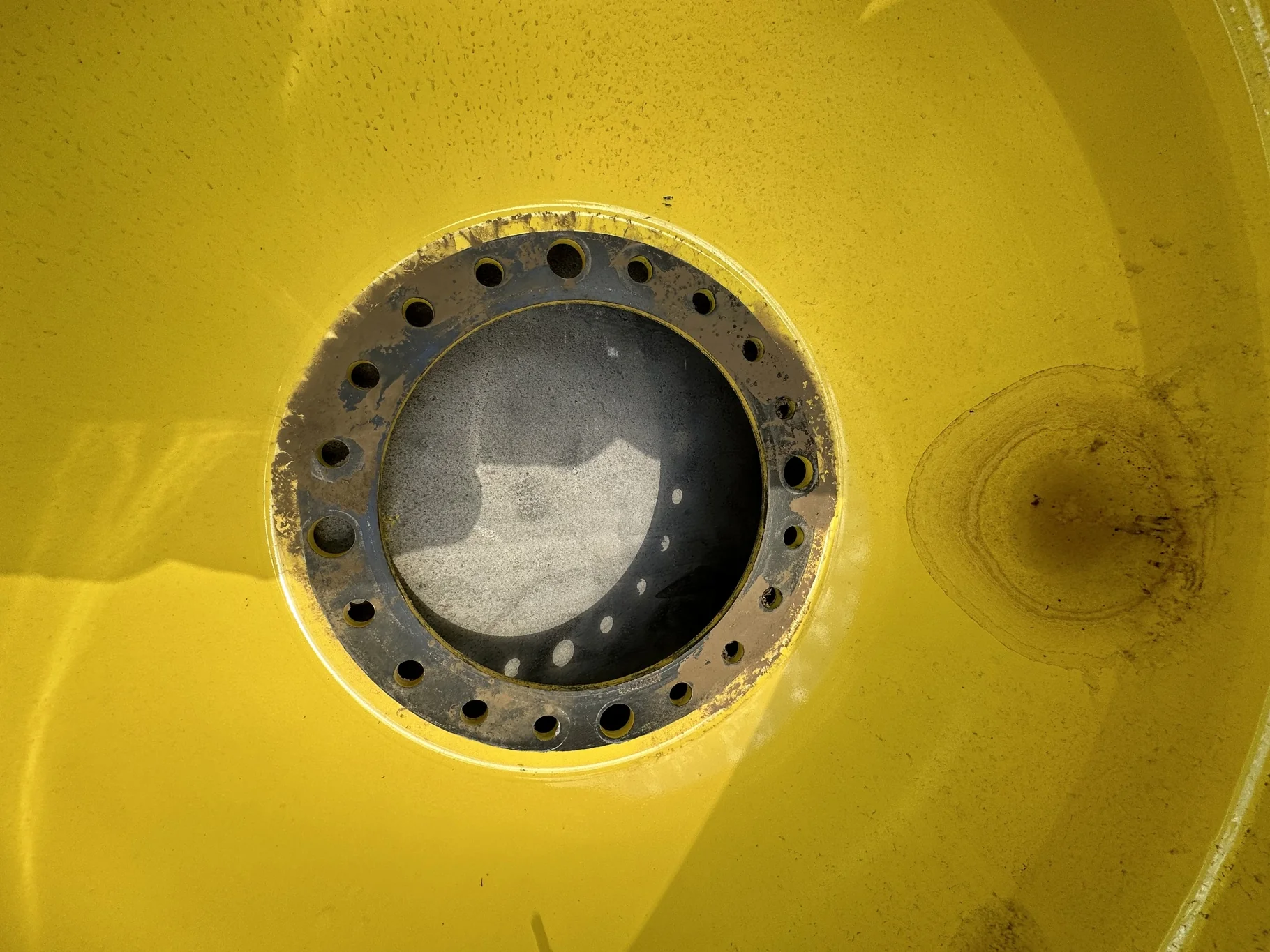 Take Off 650/85R38 Firestone Radial Deep Tread 23 R-1W 173B TL on a 23 X 38 JD Yellow "X" Ser image 3
