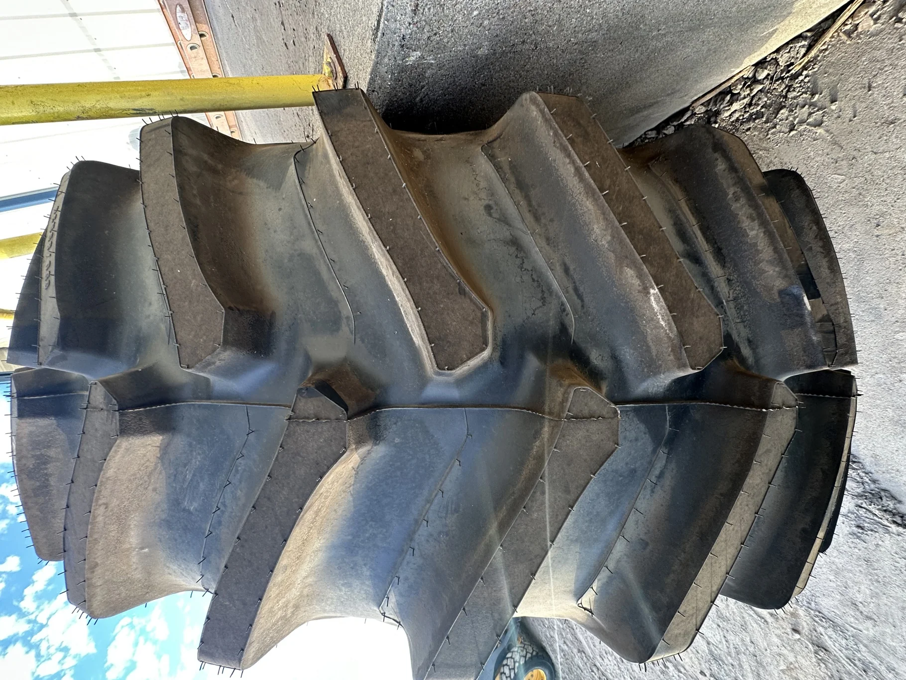 Take Off 650/85R38 Firestone Radial Deep Tread 23 R-1W 173B TL on a 23 X 38 JD Yellow "X" Ser image 4