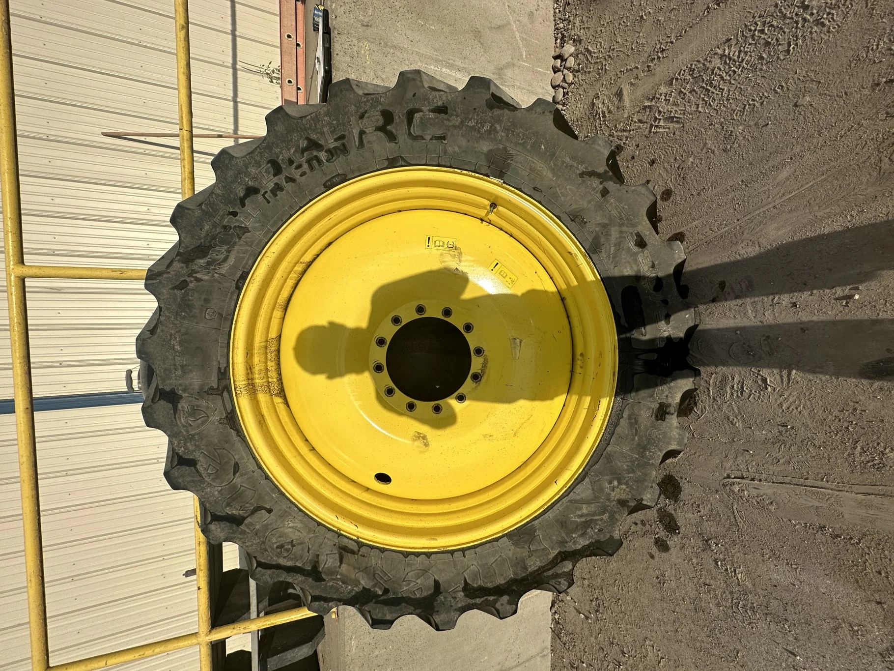 Used 78% IF380/90R46 Firestone Radial 9000 R-1W 159B TL on a 13 x 46 JD Yellow 12 Bolt Sprayer image 2