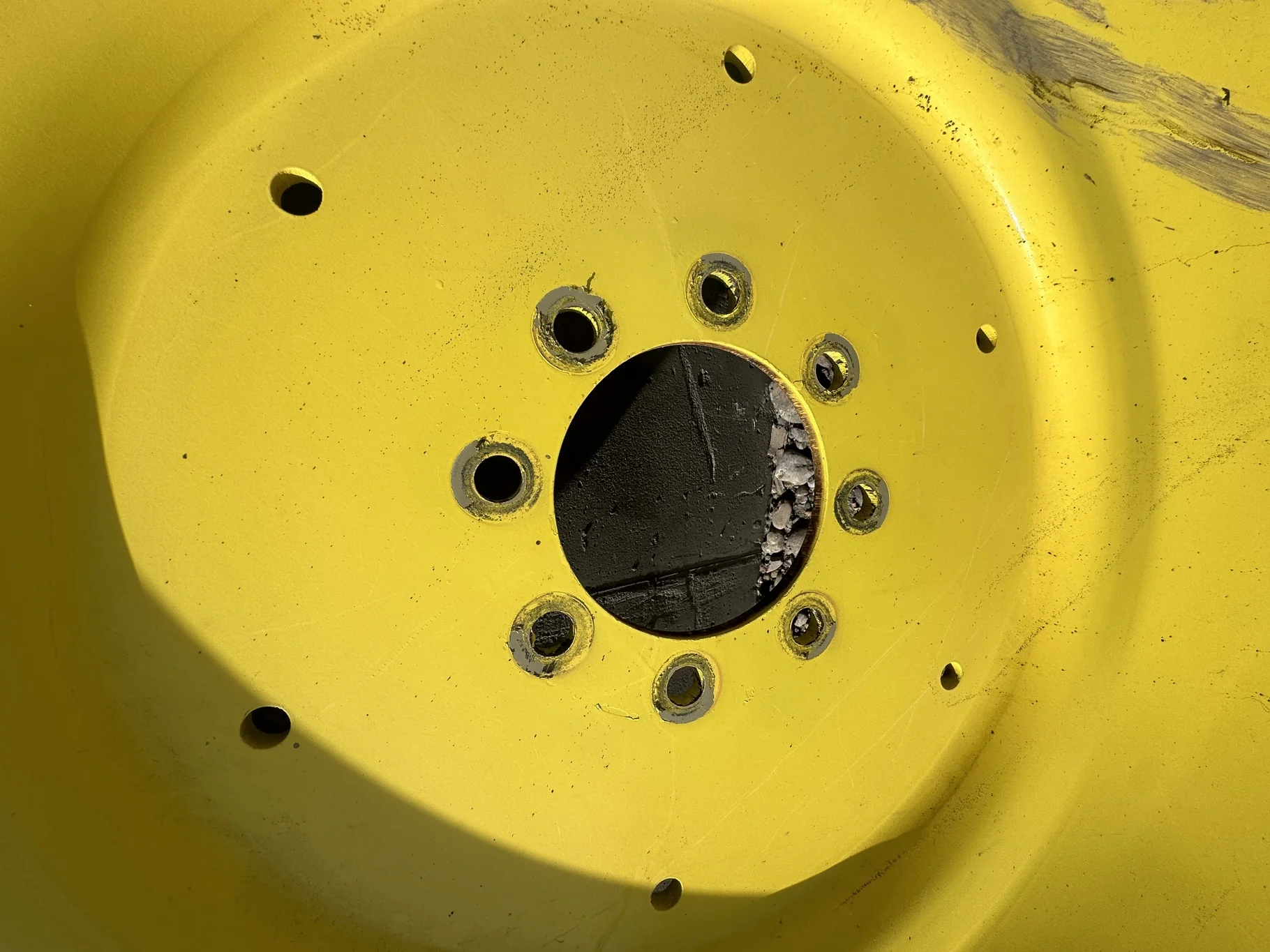Used 80% 230/95R48 Trelleborg TM100 R-1 136B TL on a 8 x 48 JD Yellow 3 Bolt Waffle Wheel With image 3